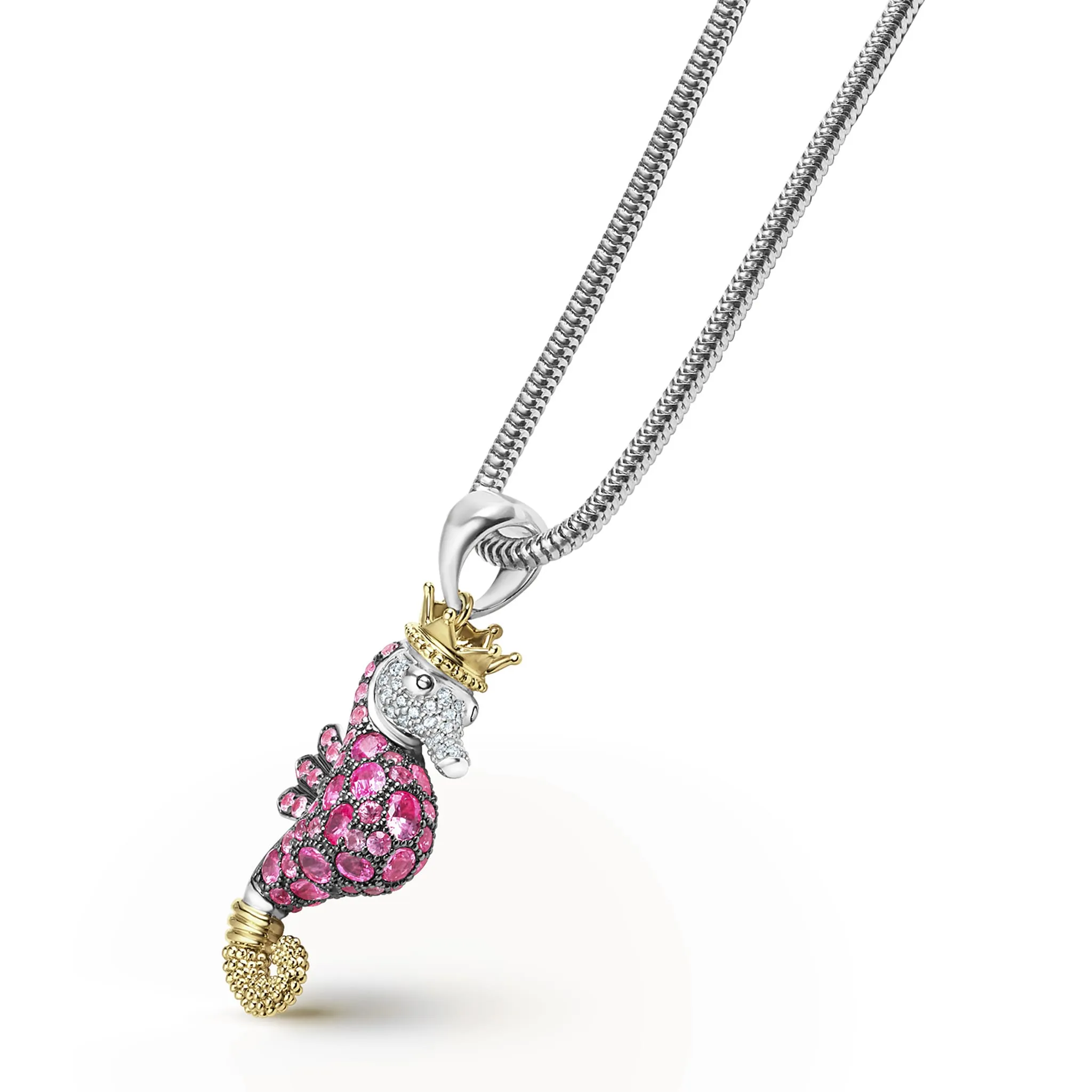 Rare Wonders Pink Sapphire and Diamond Seahorse Pendant Necklace sold by LAGOS product image thumbnail 4