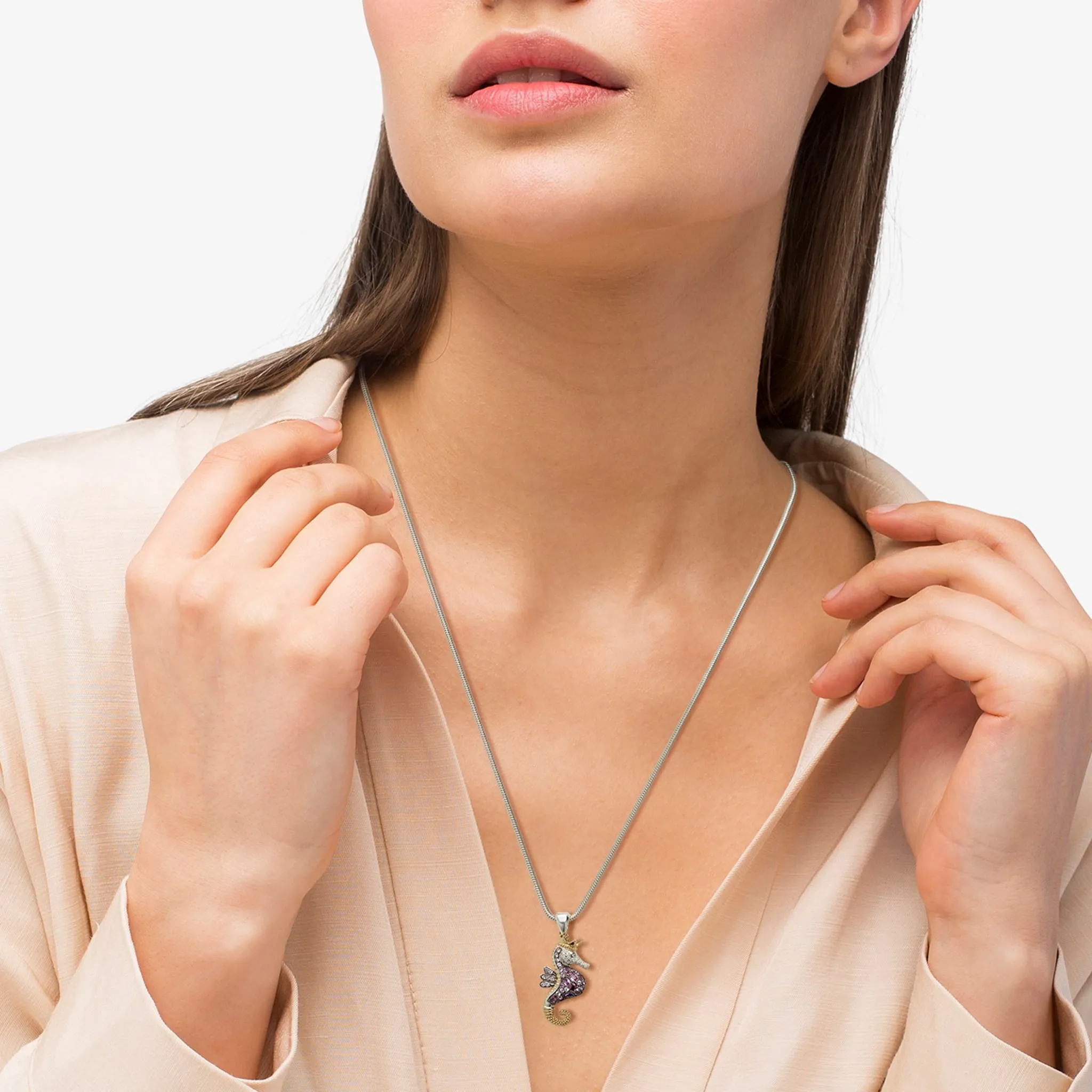 Rare Wonders Pink Sapphire and Diamond Seahorse Pendant Necklace sold by LAGOS product image thumbnail 2