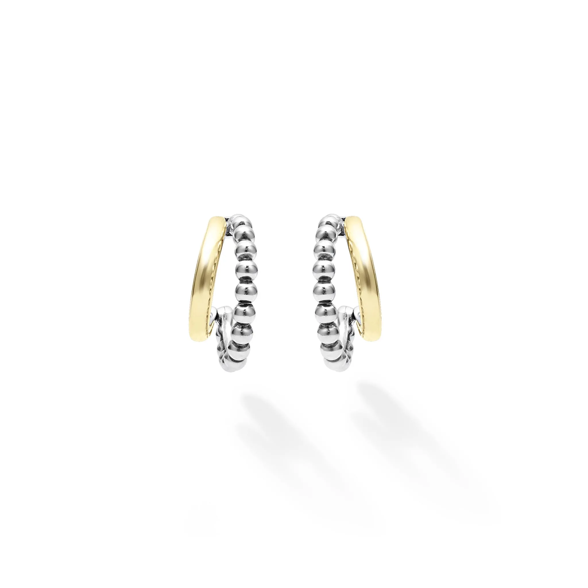 Signature Caviar Two-Tone Huggie Earrings sold by LAGOS product image thumbnail 4