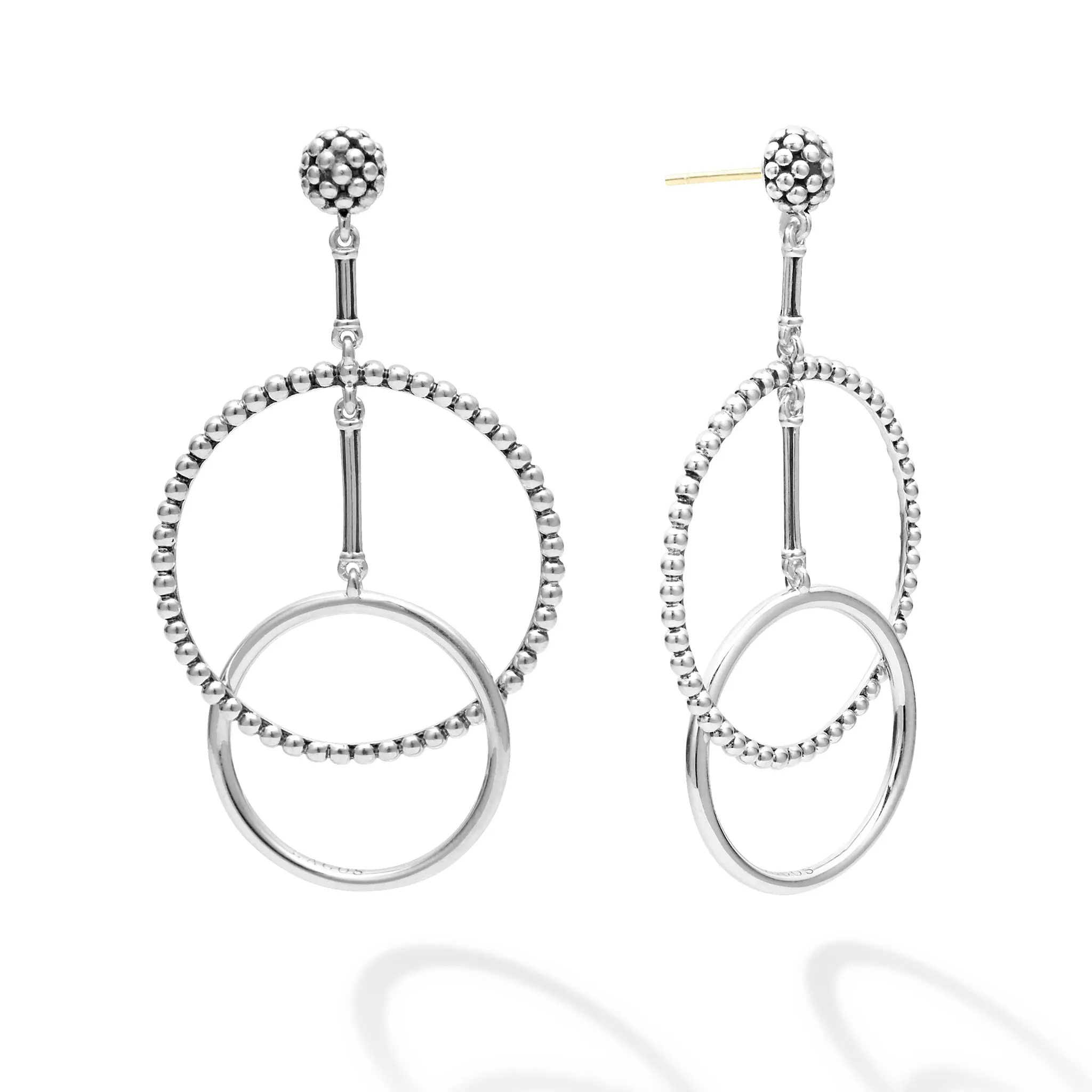 Signature Caviar Double Circle Drop Earrings sold by LAGOS product image thumbnail 2