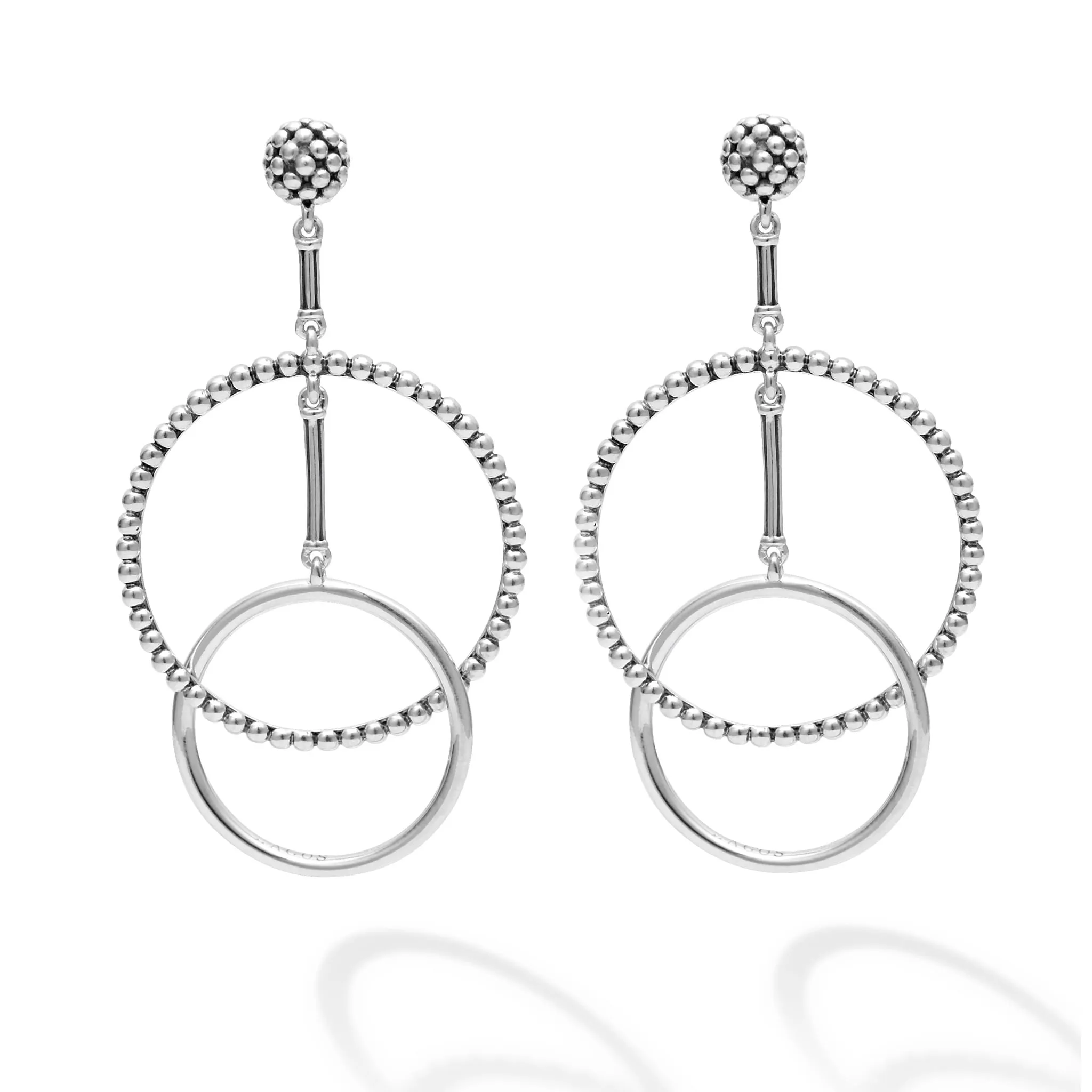 Signature Caviar Double Circle Drop Earrings sold by LAGOS product image thumbnail 3
