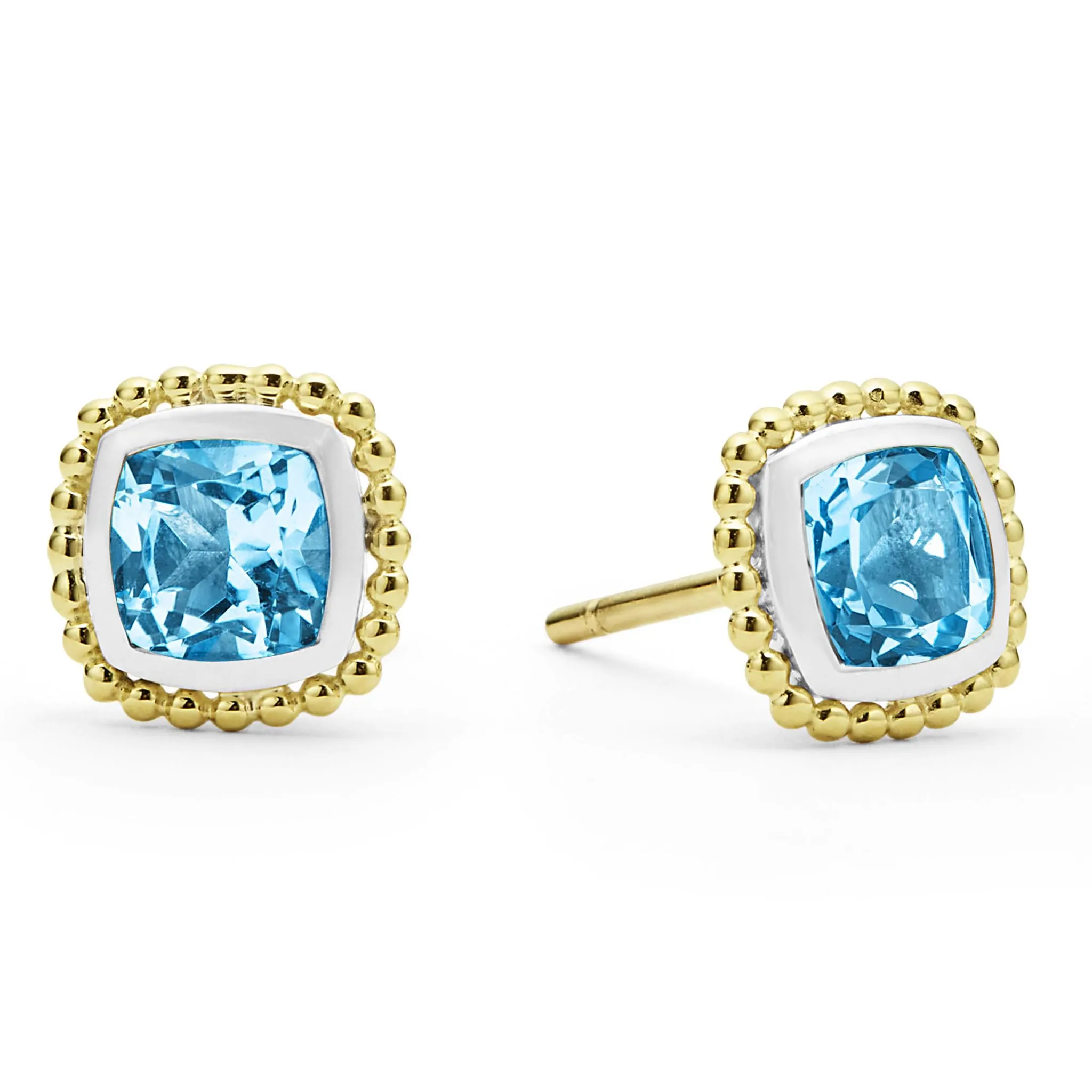 Rittenhouse Two-Tone Swiss Blue Topaz Stud Earrings sold by LAGOS
