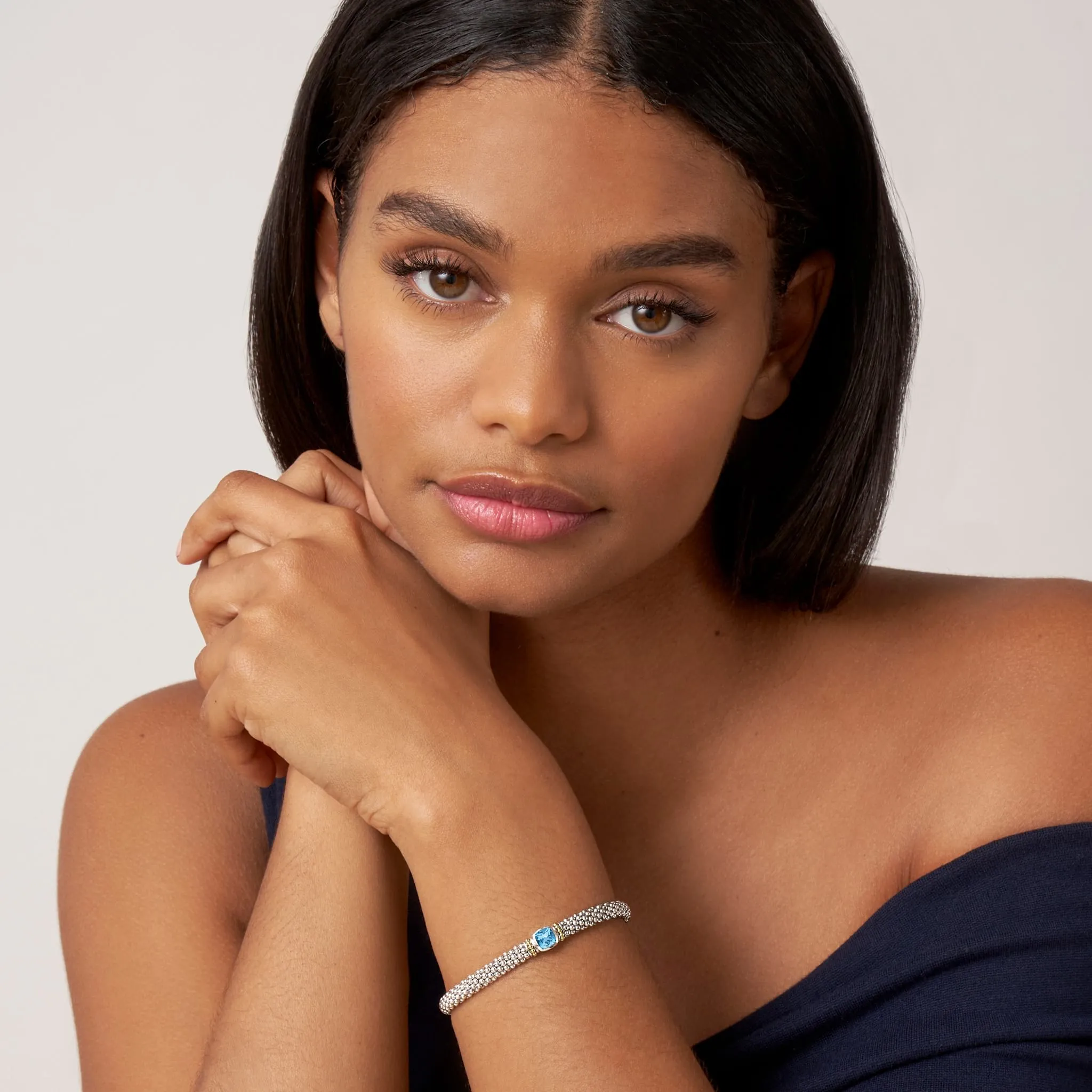 Rittenhouse Swiss Blue Topaz Caviar Bracelet | 6mm sold by LAGOS product image thumbnail 2