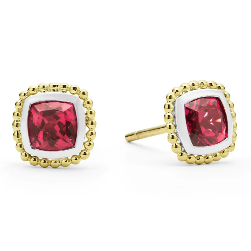 Rittenhouse Two-Tone Rhodolite Garnet Stud Earrings sold by LAGOS