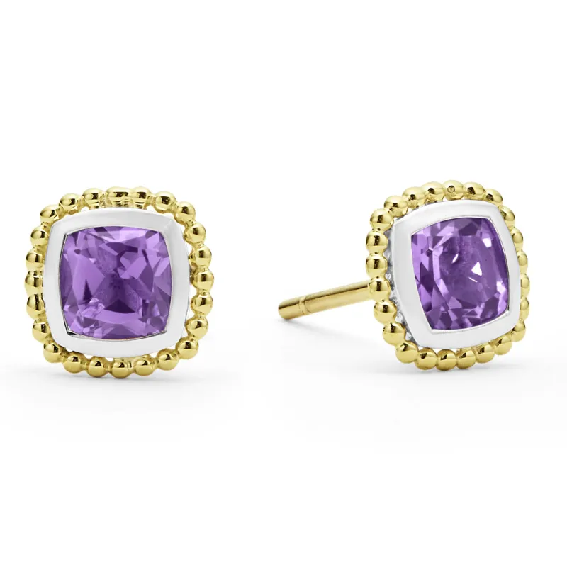 Rittenhouse Two-Tone Amethyst Stud Earrings sold by LAGOS