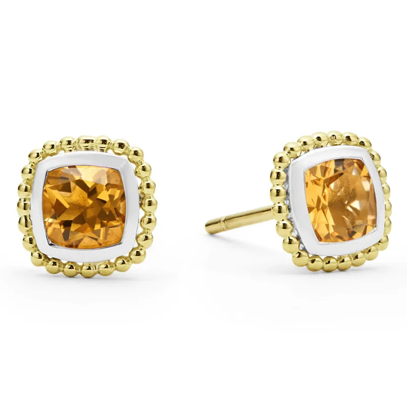Rittenhouse Two-Tone Citrine Stud Earrings sold by LAGOS