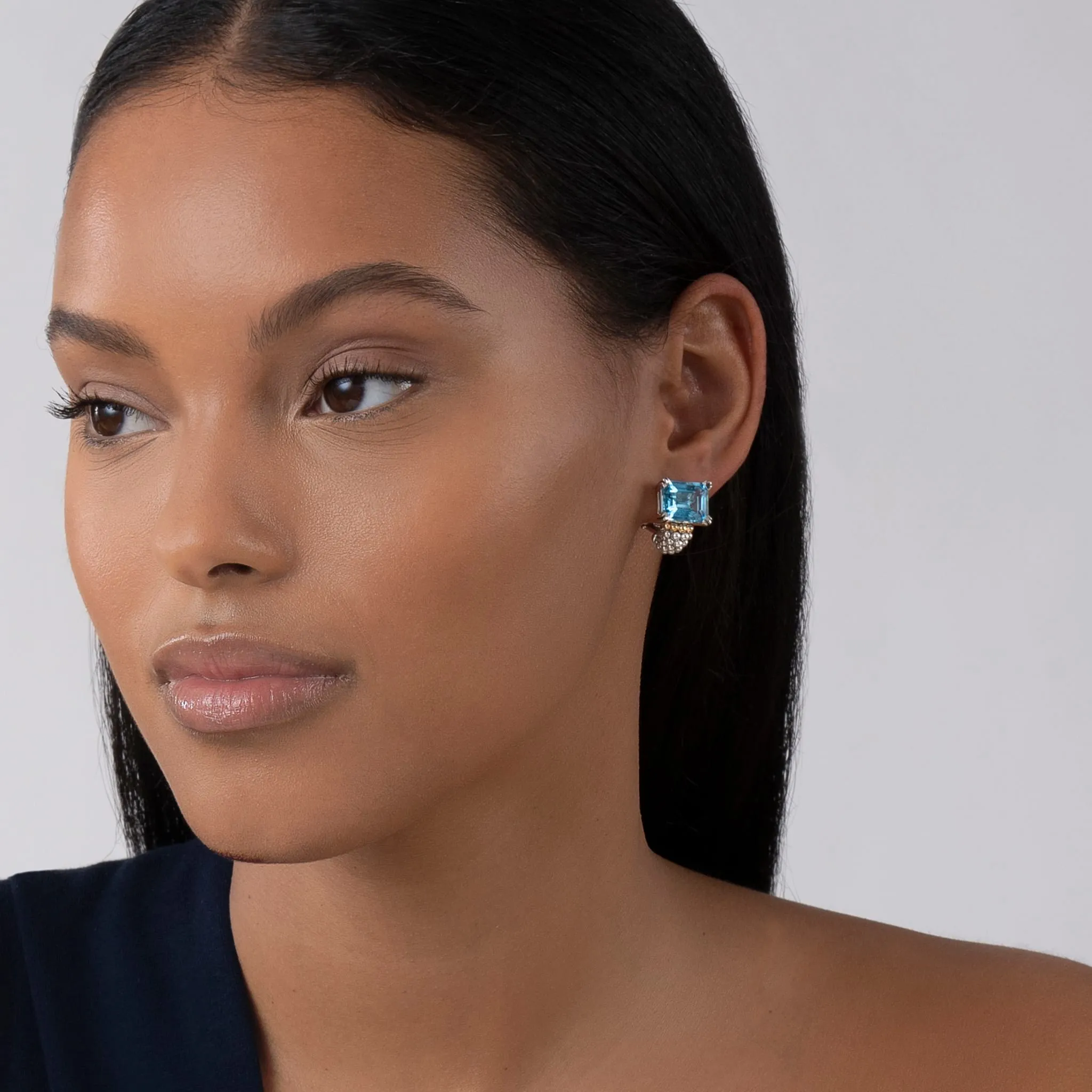 Glacier Large Swiss Blue Topaz Huggie Earrings sold by LAGOS product image thumbnail 2