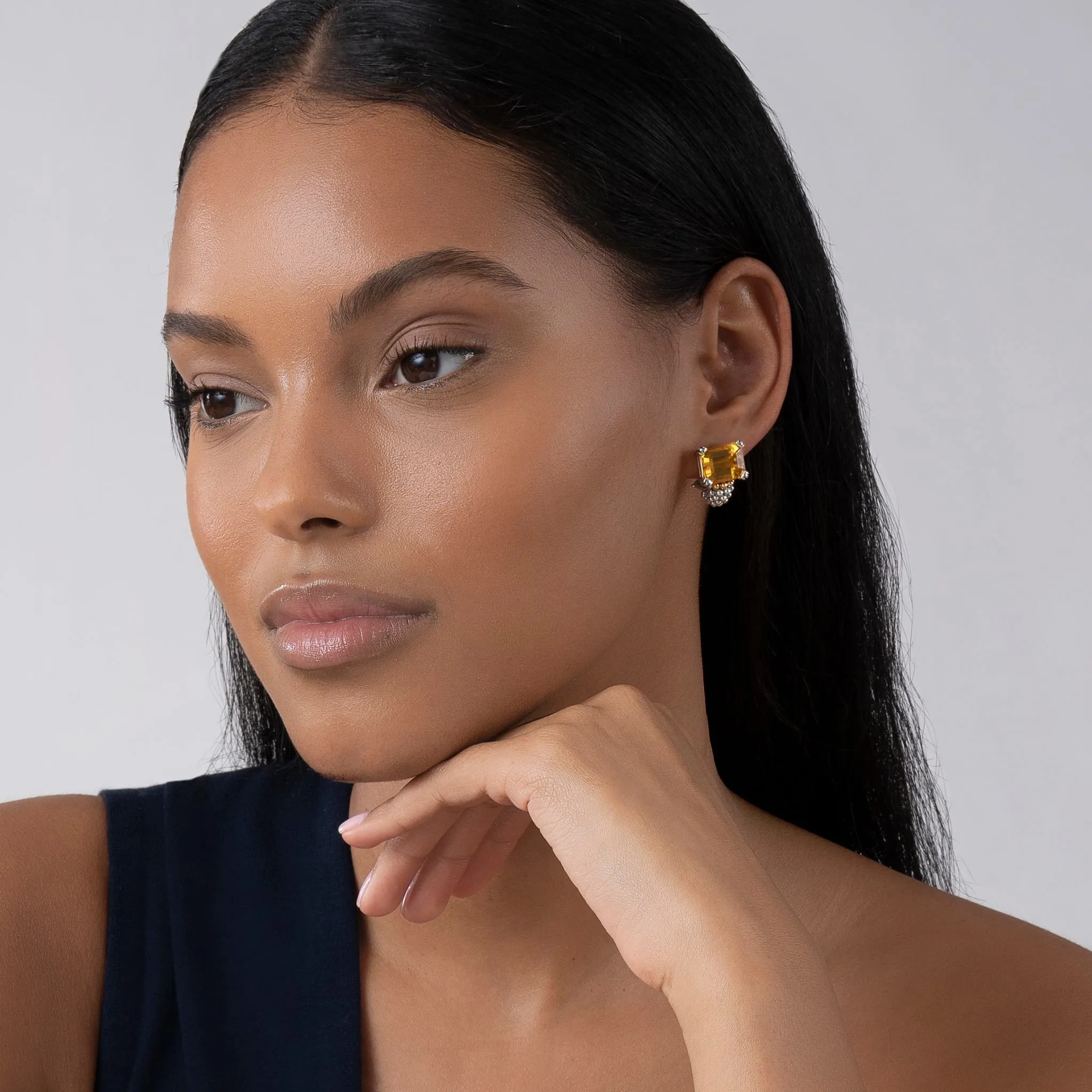 Glacier Large Citrine Huggie Earrings sold by LAGOS product image thumbnail 2