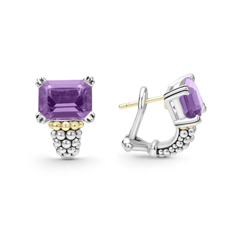 Glacier Large Amethyst Huggie Earrings sold by LAGOS