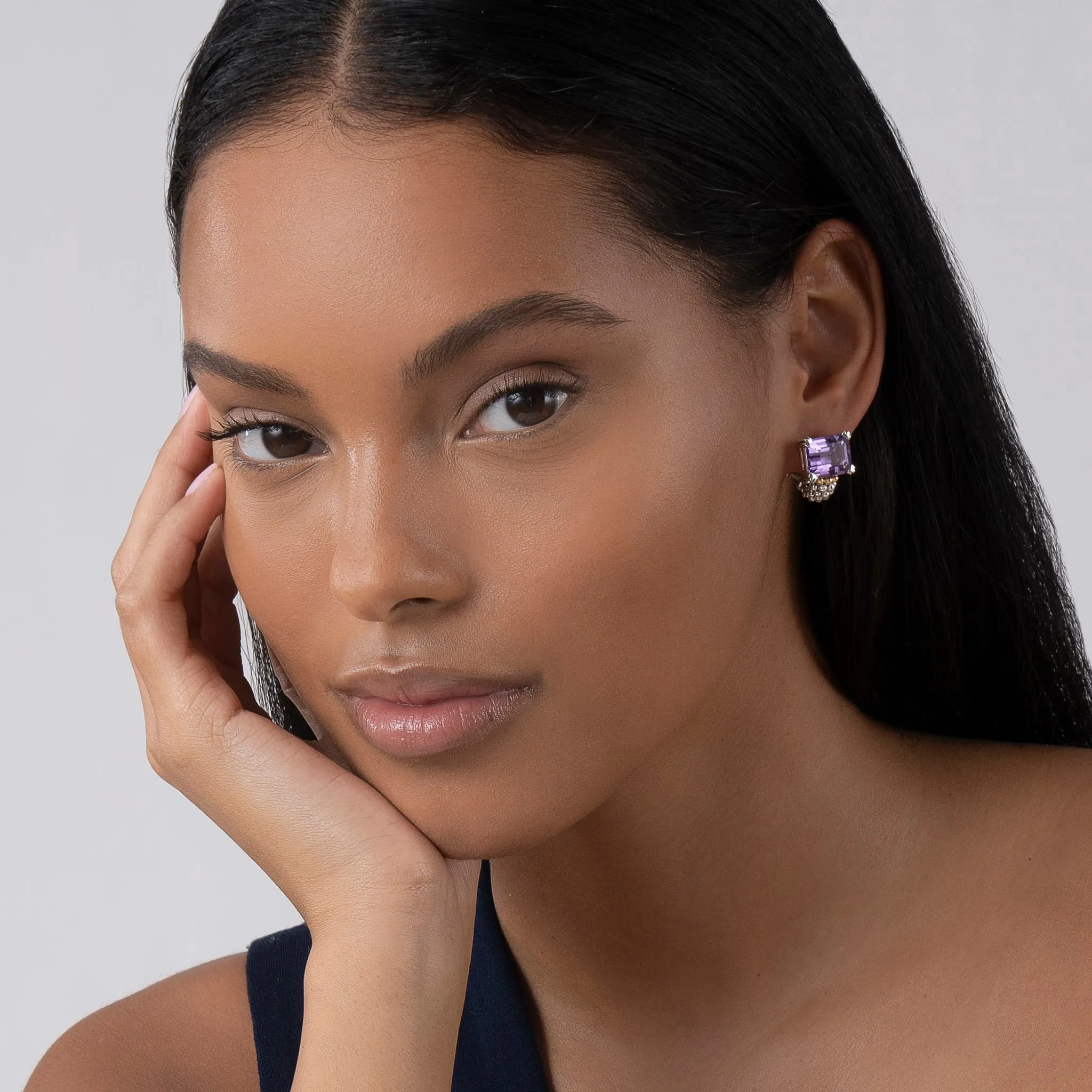 Glacier Large Amethyst Huggie Earrings sold by LAGOS product image thumbnail 2