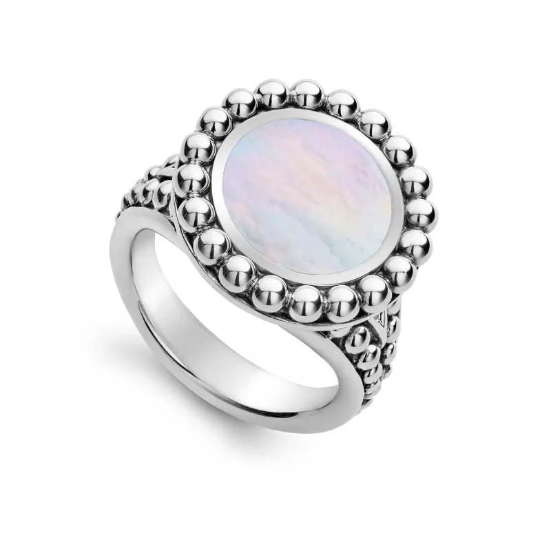 Maya Mother of Pearl Circle Ring sold by LAGOS
