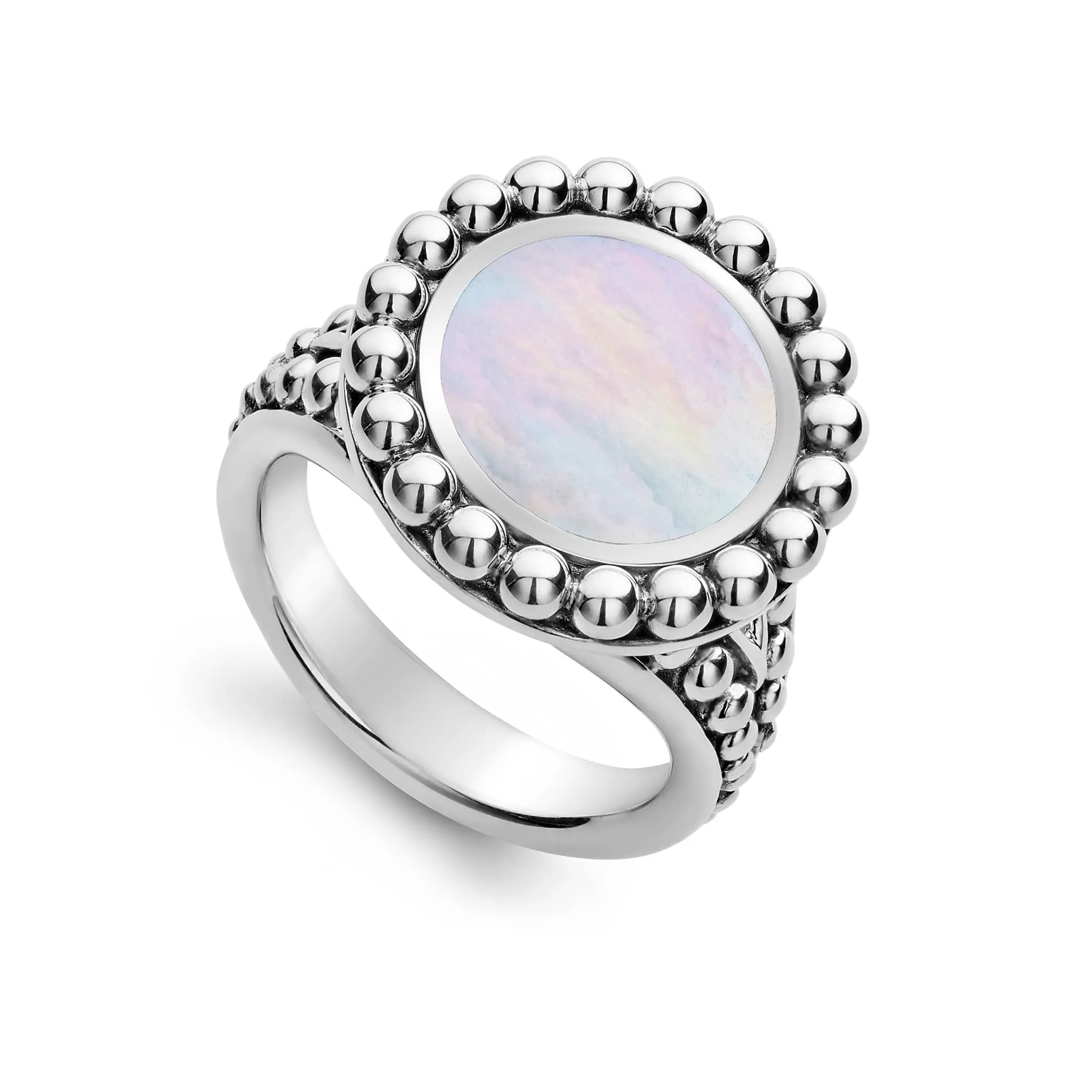 Maya Mother of Pearl Circle Ring sold by LAGOS