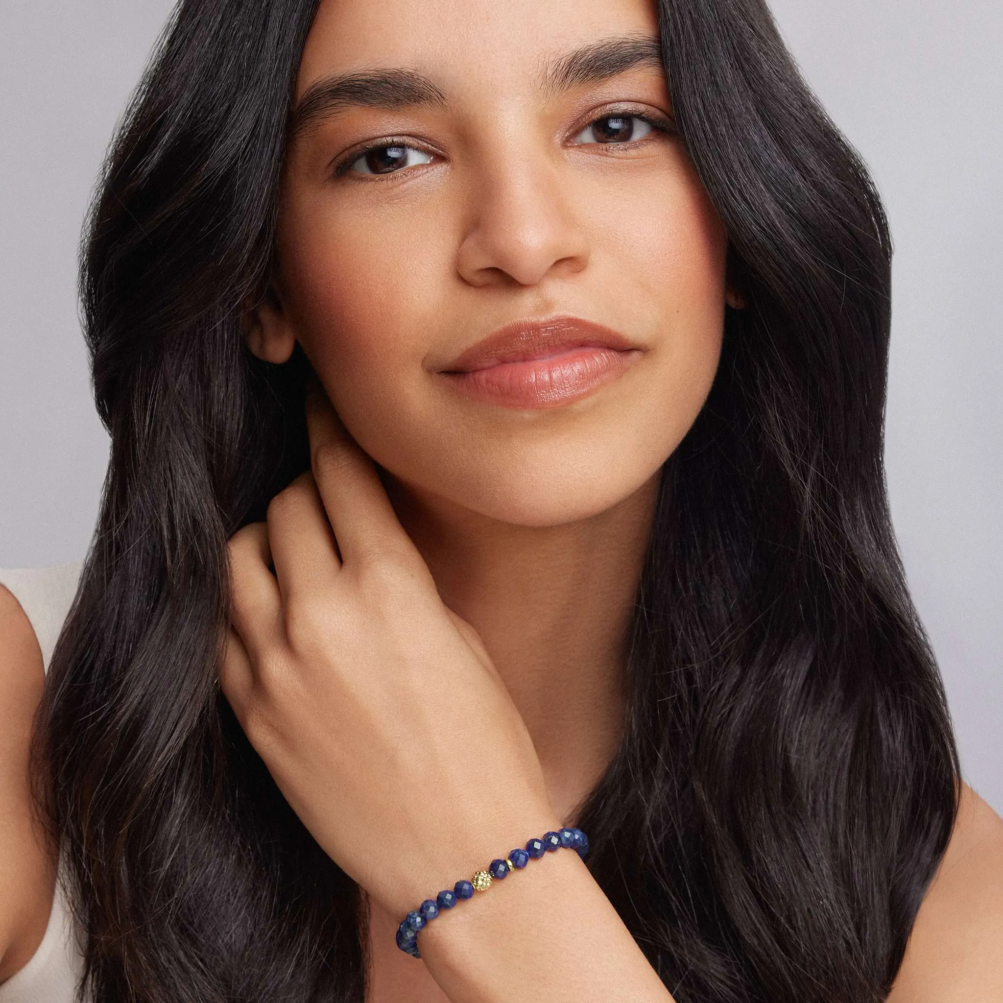 Caviar Icon Lapis Gold Station Bead Bracelet sold by LAGOS product image thumbnail 2