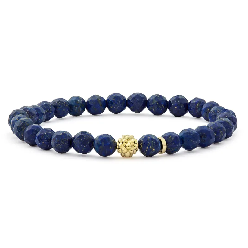 Caviar Icon Lapis Gold Station Bead Bracelet sold by LAGOS