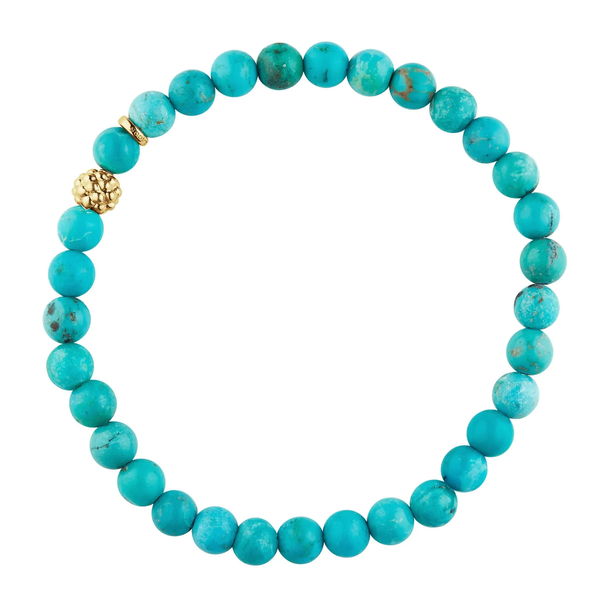 Caviar Icon Turquoise Gold Station Bead Bracelet sold by LAGOS product image thumbnail 3