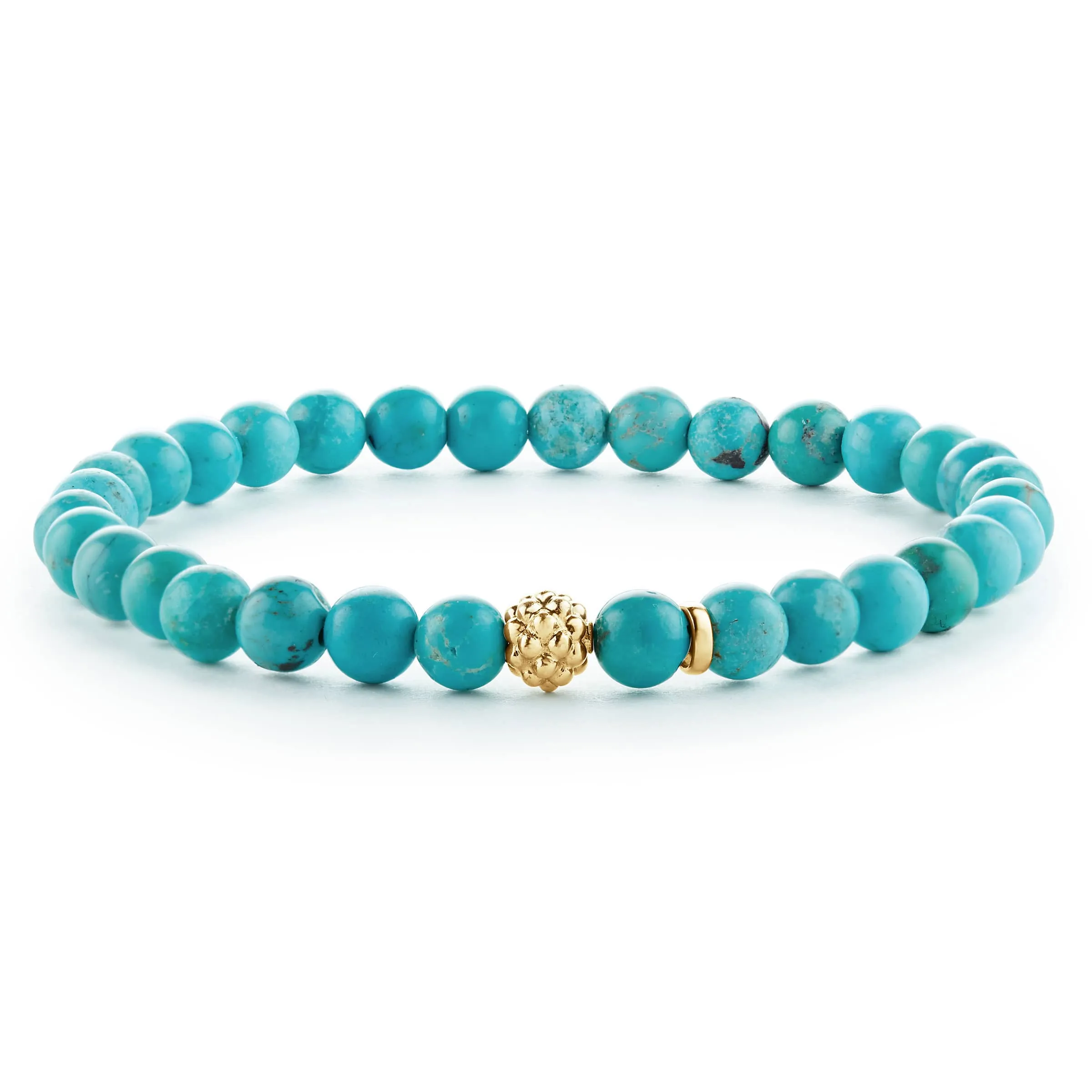 Caviar Icon Turquoise Gold Station Bead Bracelet sold by LAGOS