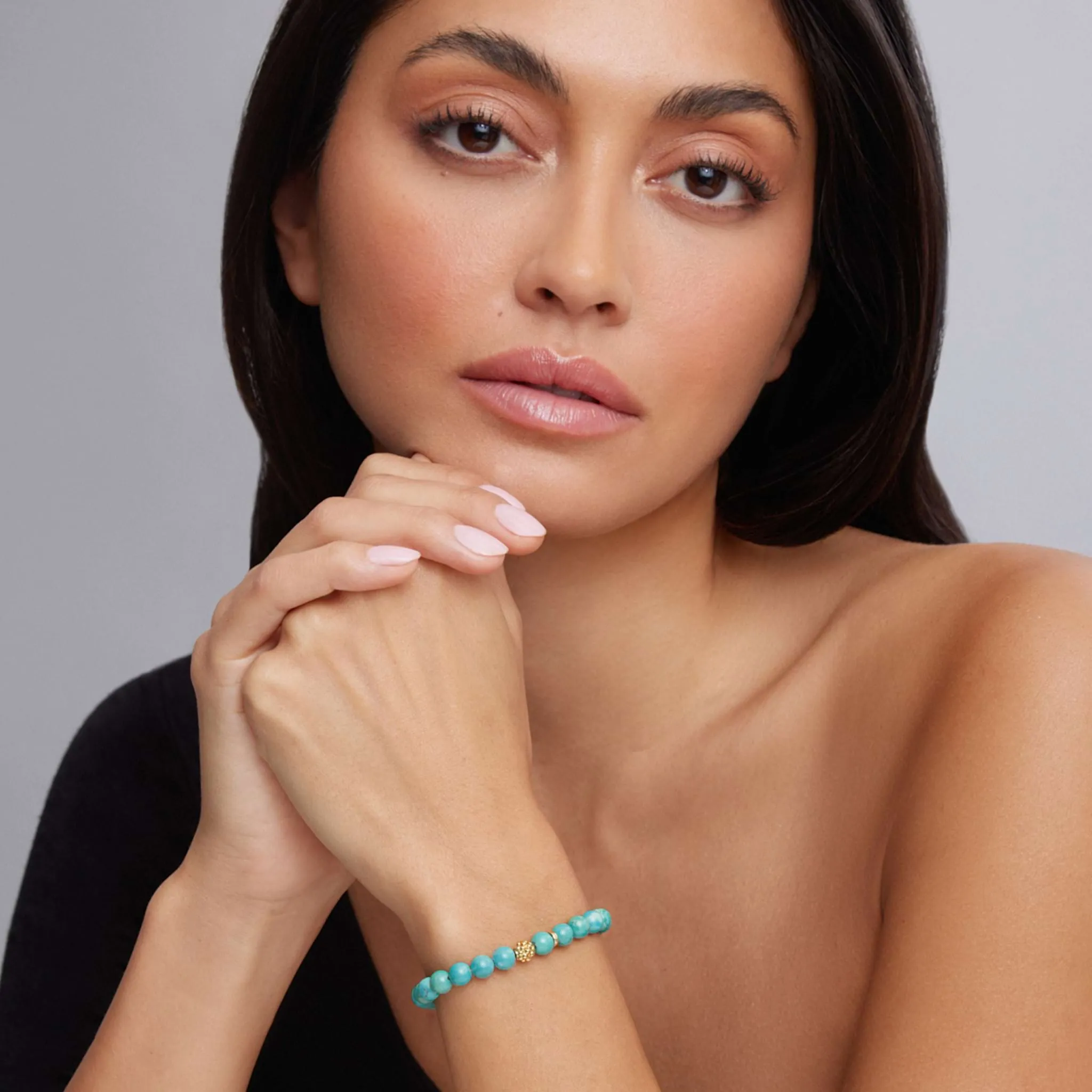 Caviar Icon Turquoise Gold Station Bead Bracelet sold by LAGOS product image thumbnail 2