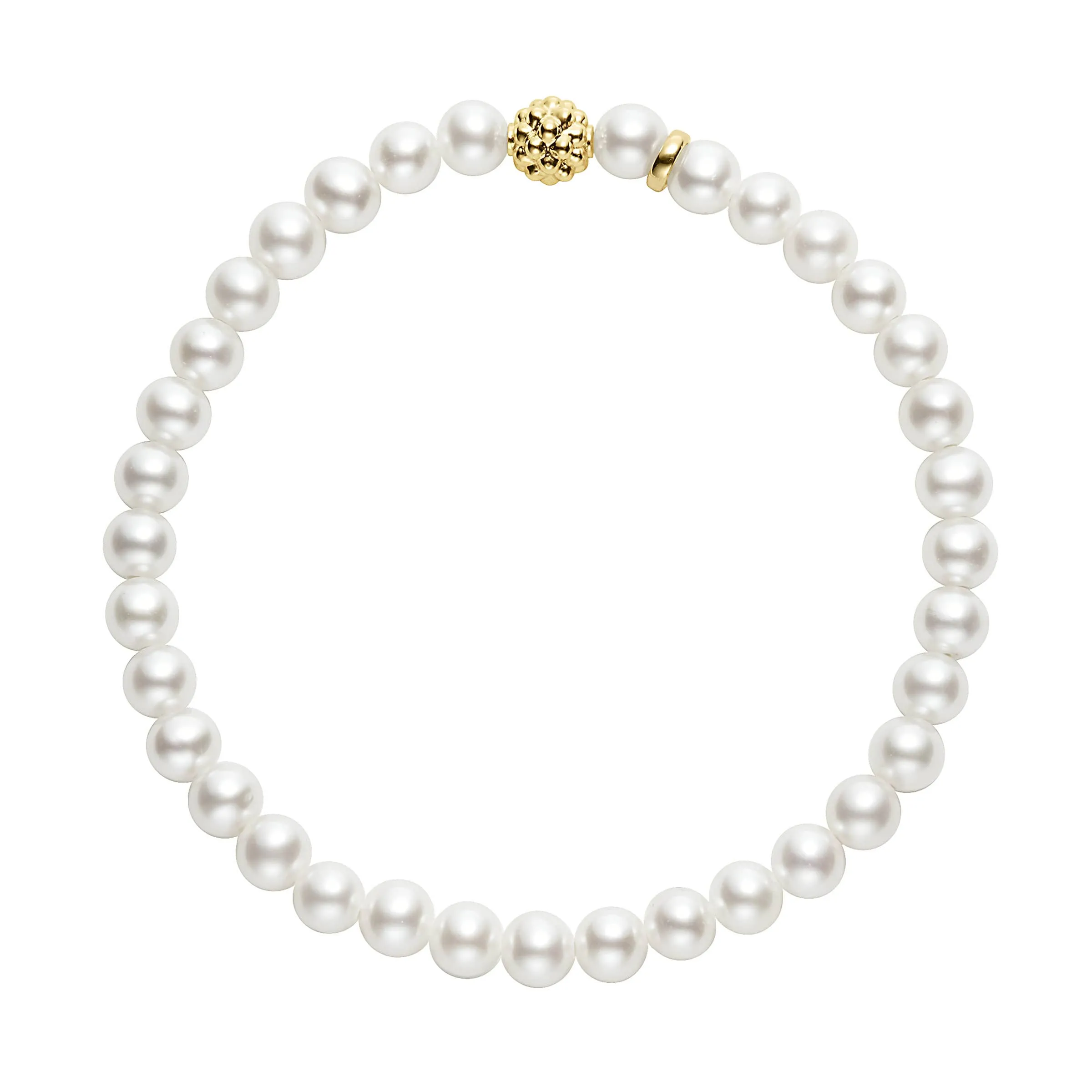 Caviar Icon Pearl Gold Station Bead Bracelet sold by LAGOS product image thumbnail 3