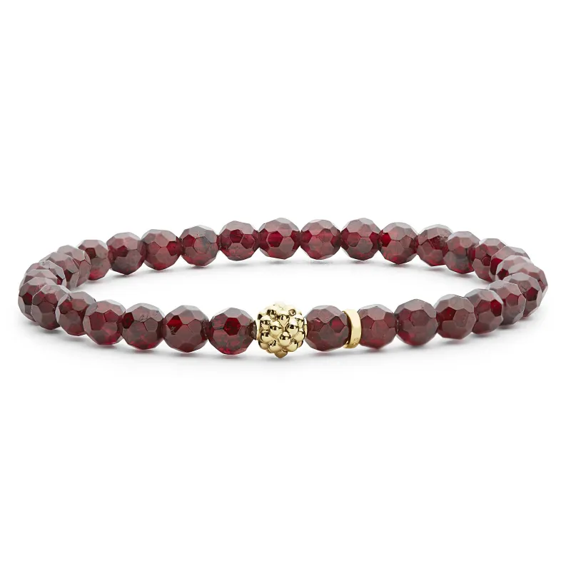 Caviar Icon Garnet Gold Station Bead Bracelet sold by LAGOS
