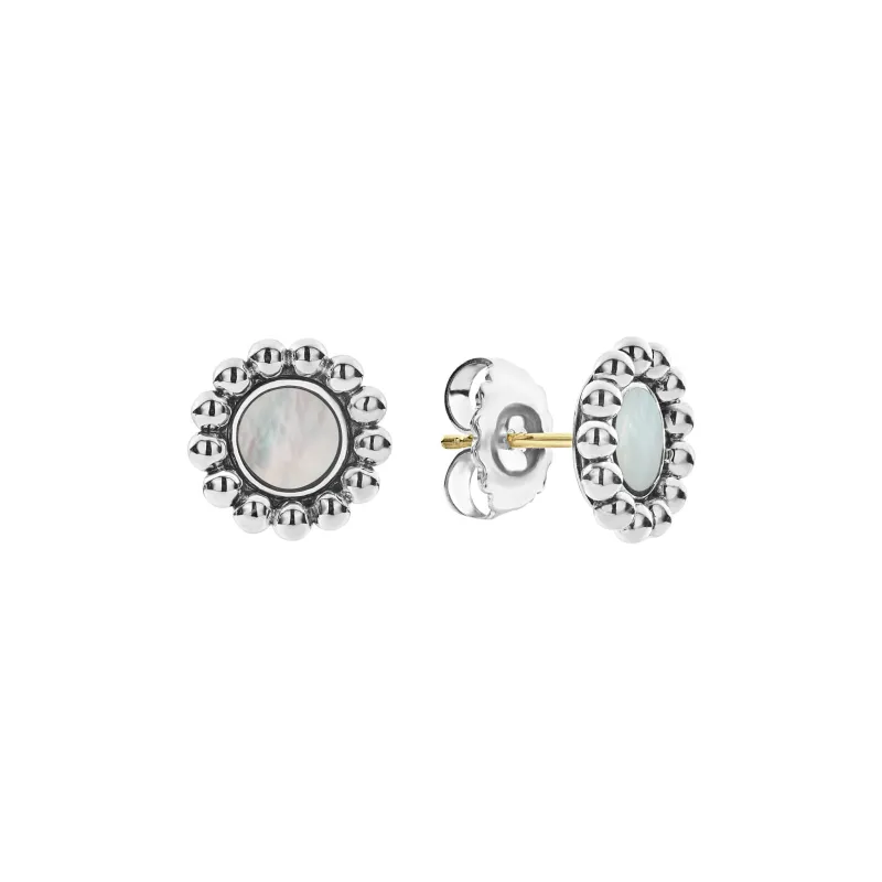 Maya Mother of Pearl Circle Stud Earrings sold by LAGOS