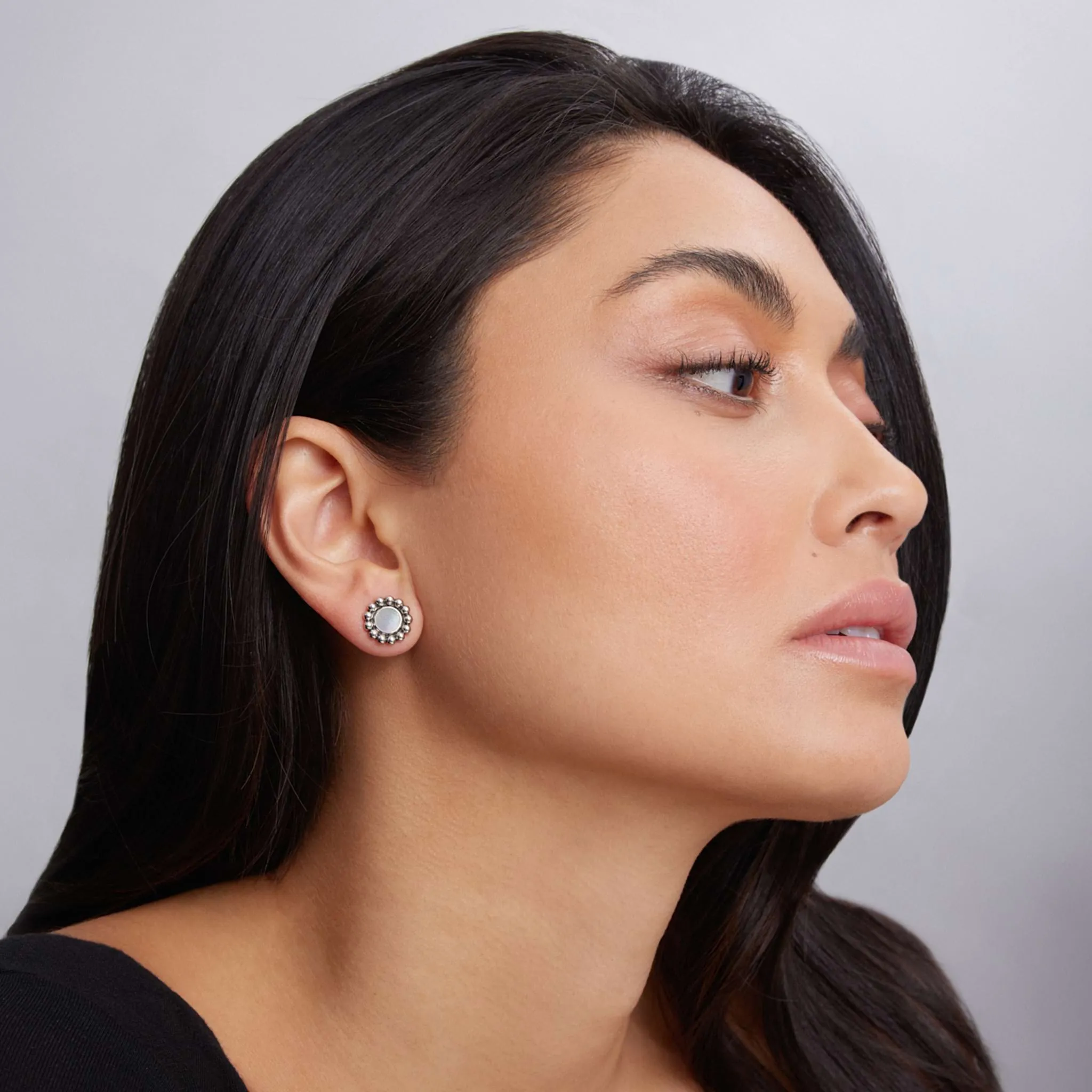 Maya Mother of Pearl Circle Stud Earrings sold by LAGOS product image thumbnail 2