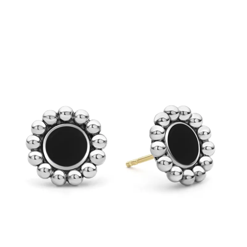 Maya Onyx Circle Stud Earrings sold by LAGOS