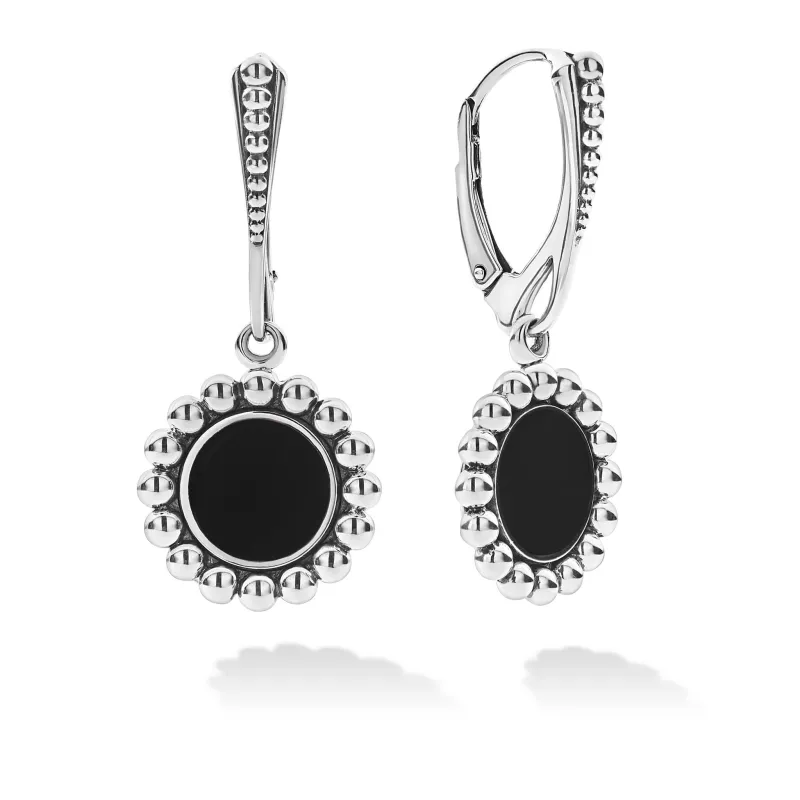 Maya Small Onyx Circle Drop Earrings sold by LAGOS