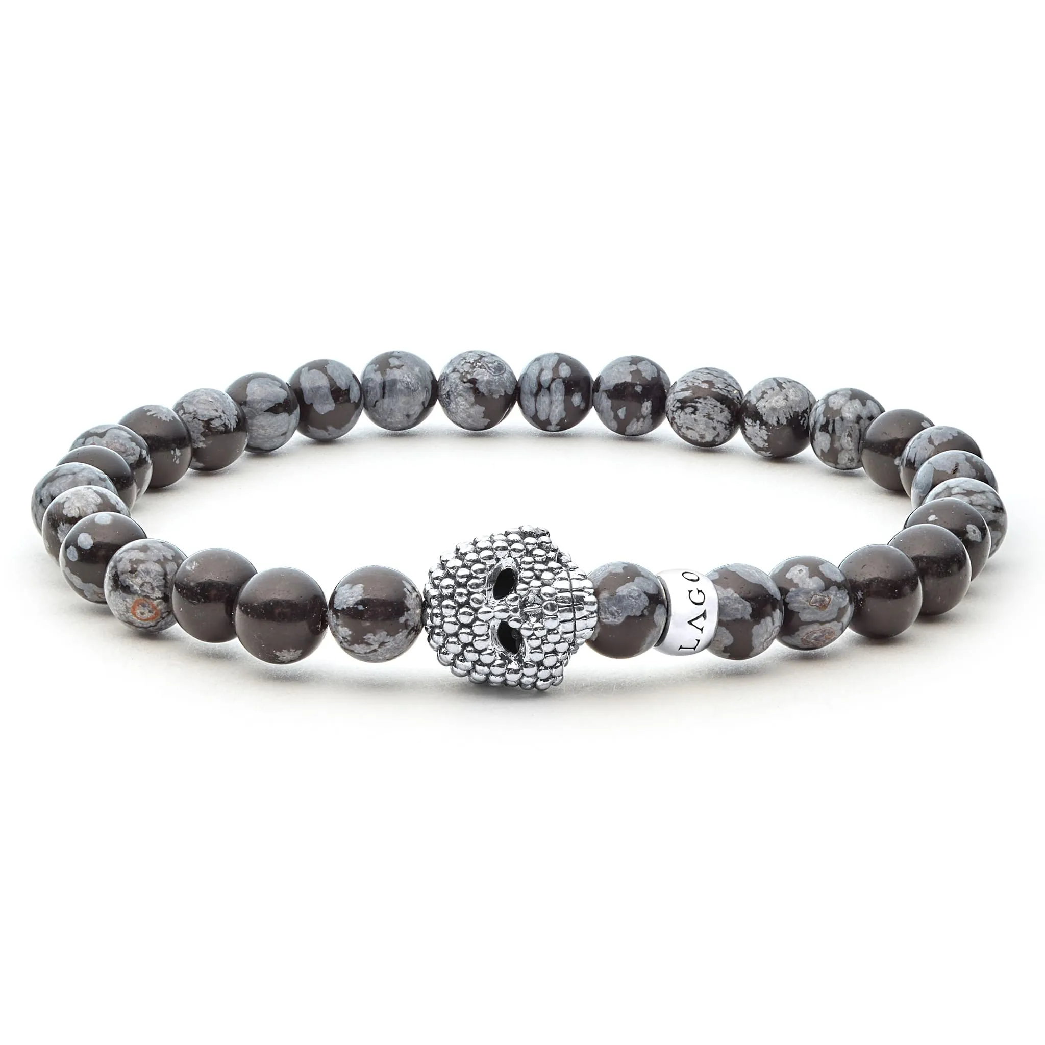 Anthem Snowflake Obsidian Skull Bead Bracelet sold by LAGOS