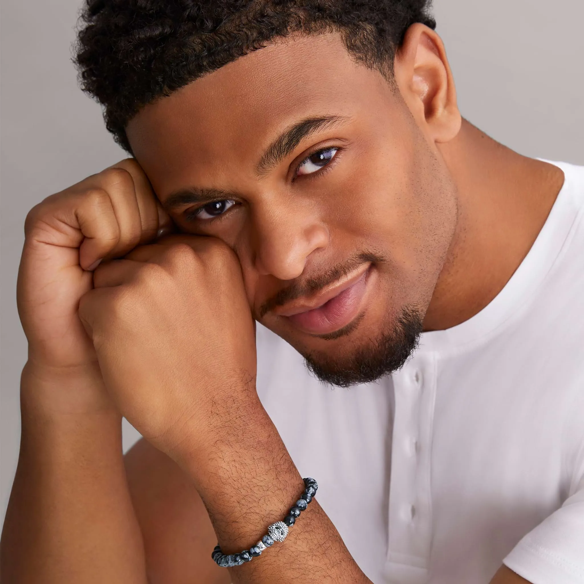 Anthem Snowflake Obsidian Skull Bead Bracelet sold by LAGOS product image thumbnail 2