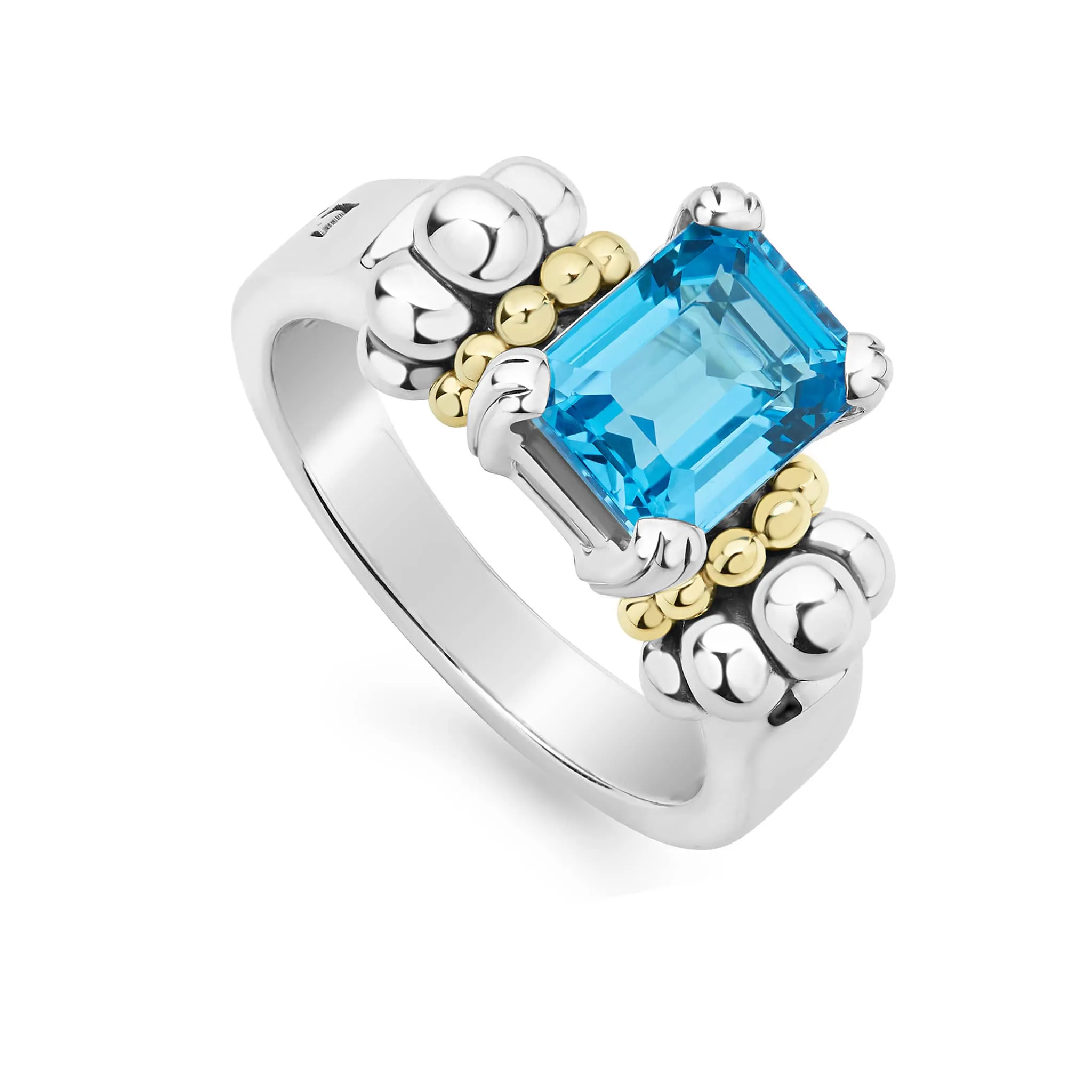 Glacier Small Emerald-Cut Swiss Blue Topaz Ring sold by LAGOS