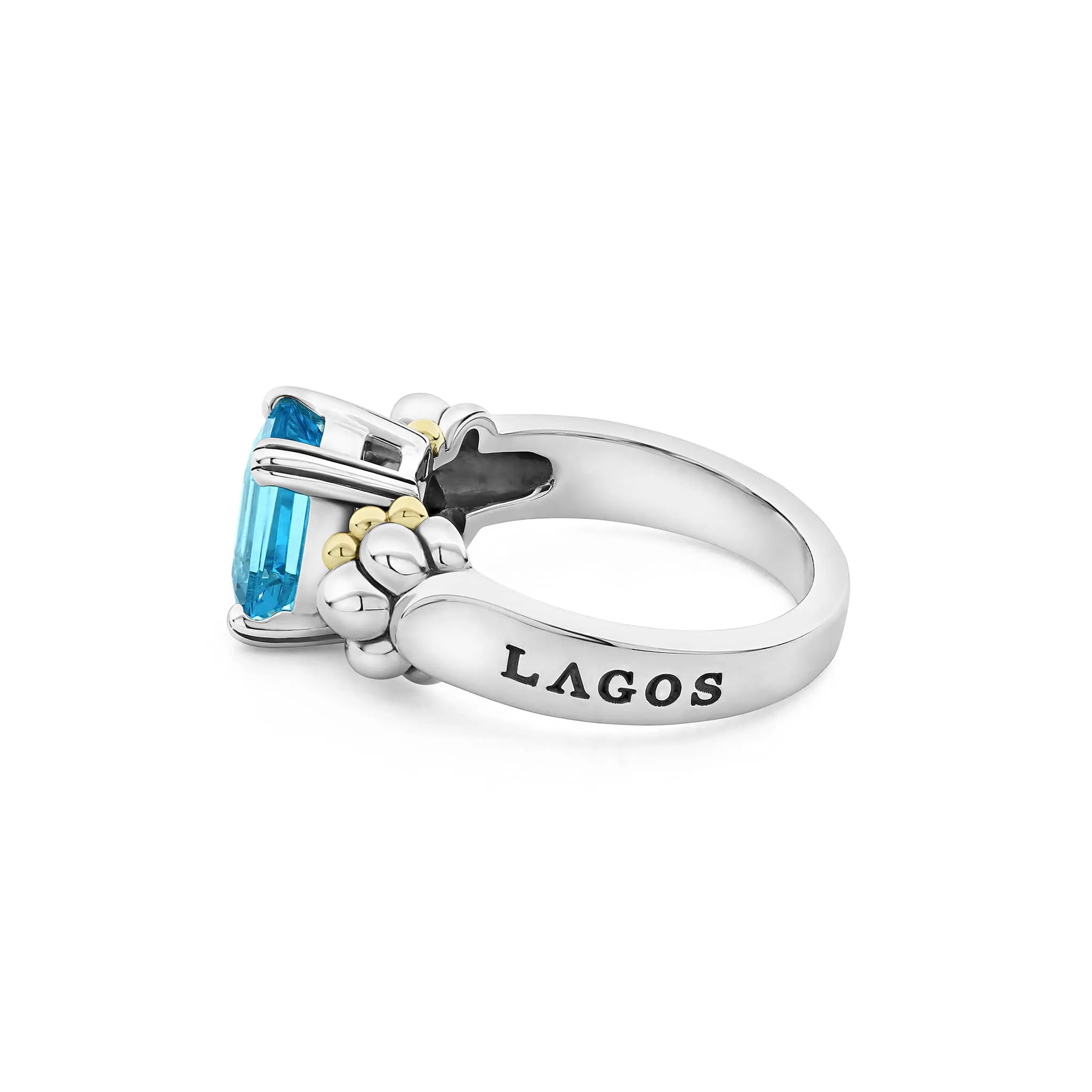 Glacier Small Emerald-Cut Swiss Blue Topaz Ring sold by LAGOS product image thumbnail 4