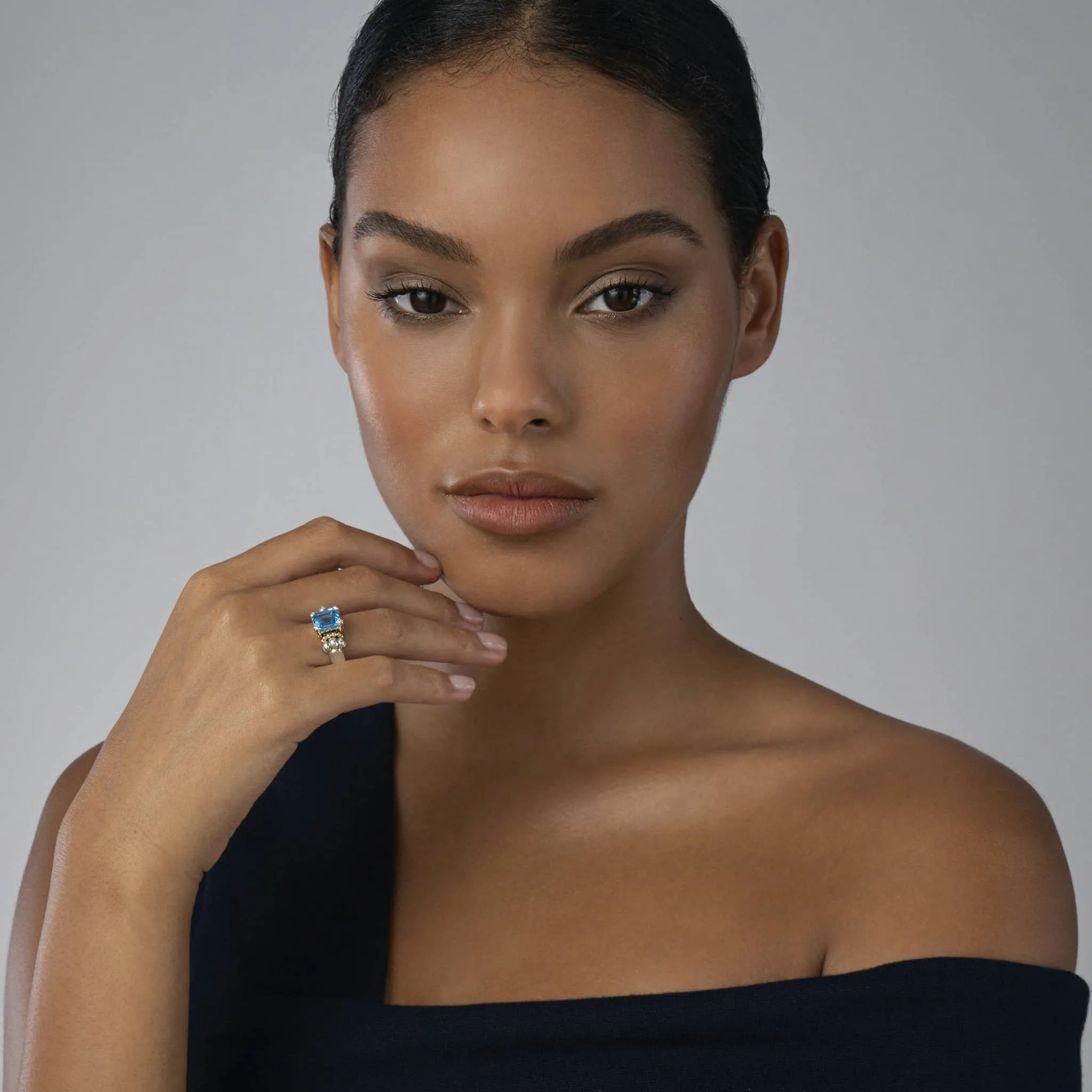 Glacier Small Emerald-Cut Swiss Blue Topaz Ring sold by LAGOS product image thumbnail 2