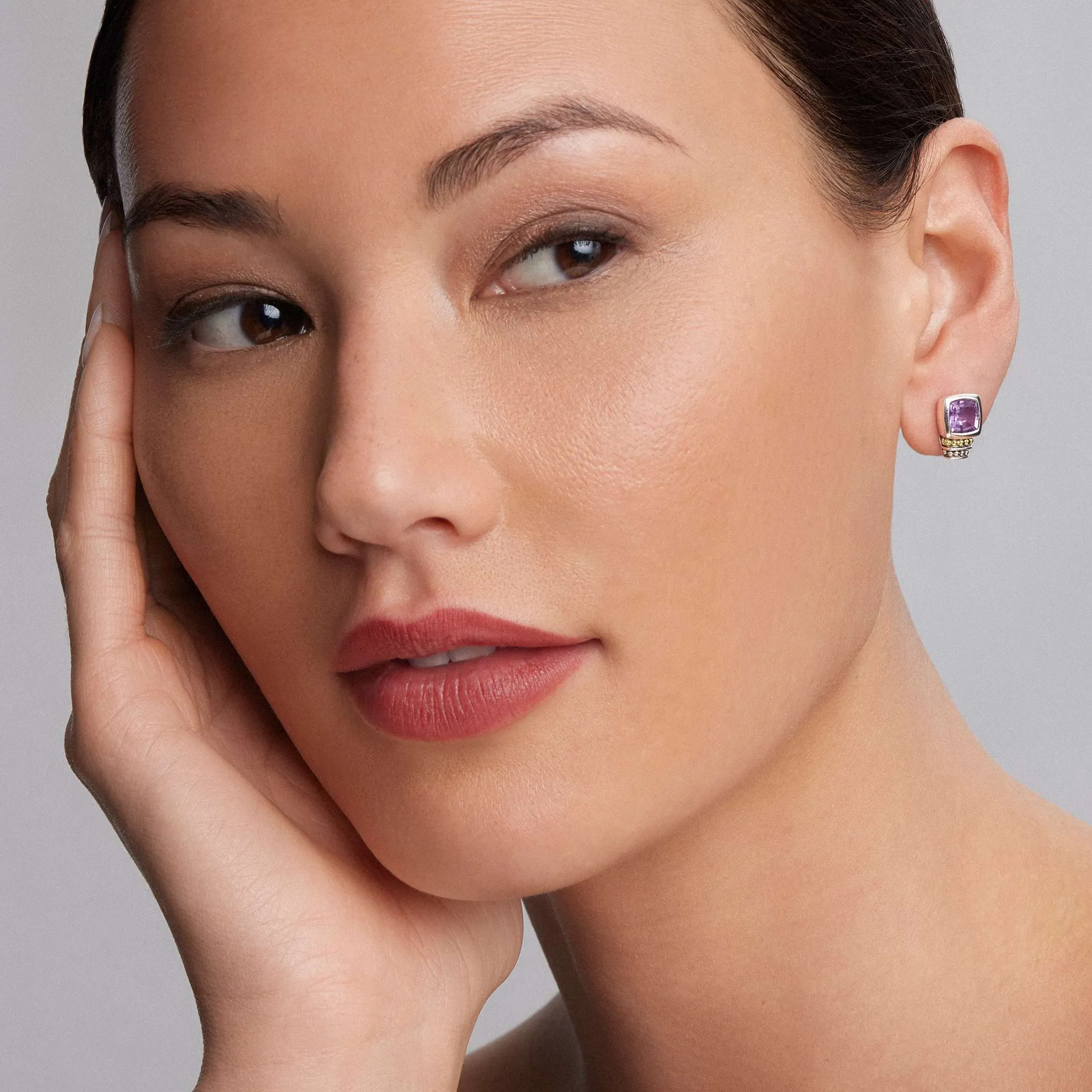 Rittenhouse Bezel-Set Amethyst Stud Earrings sold by LAGOS product image thumbnail 2