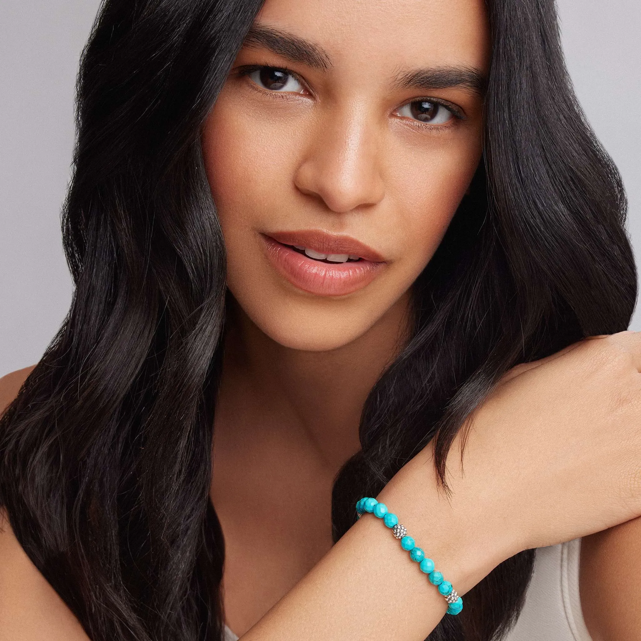 Signature Caviar Five Station Silver Turquoise Bead Bracelet sold by LAGOS product image thumbnail 2