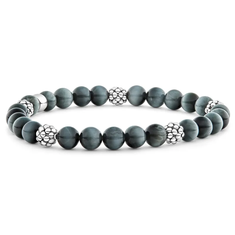 Signature Caviar Five Station Silver Eagle Eye Bead Bracelet sold by LAGOS