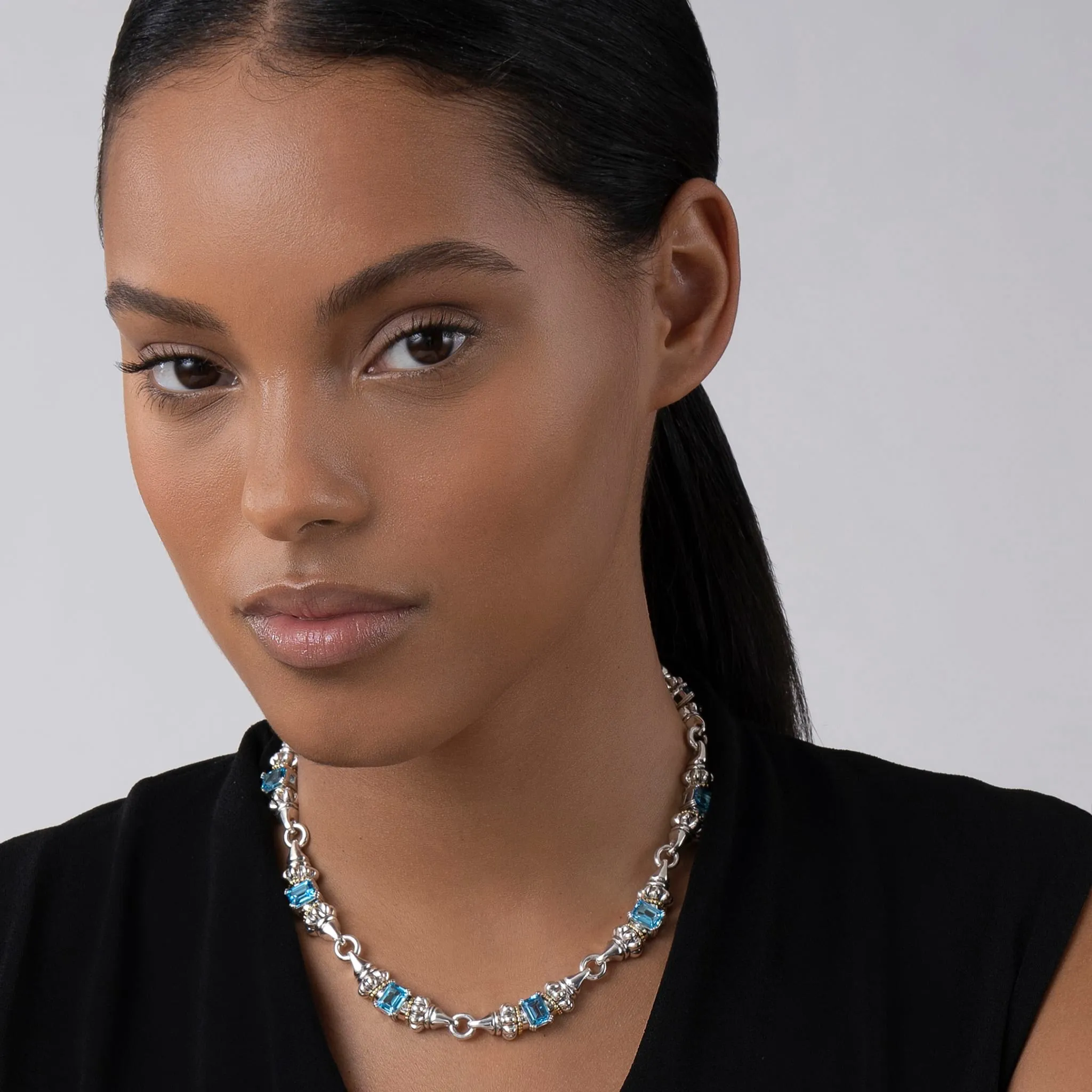 Glacier Swiss Blue Topaz Caviar Necklace sold by LAGOS product image thumbnail 2