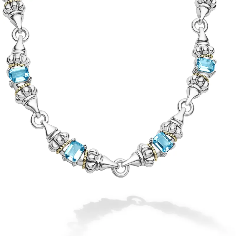 Glacier Swiss Blue Topaz Caviar Necklace sold by LAGOS