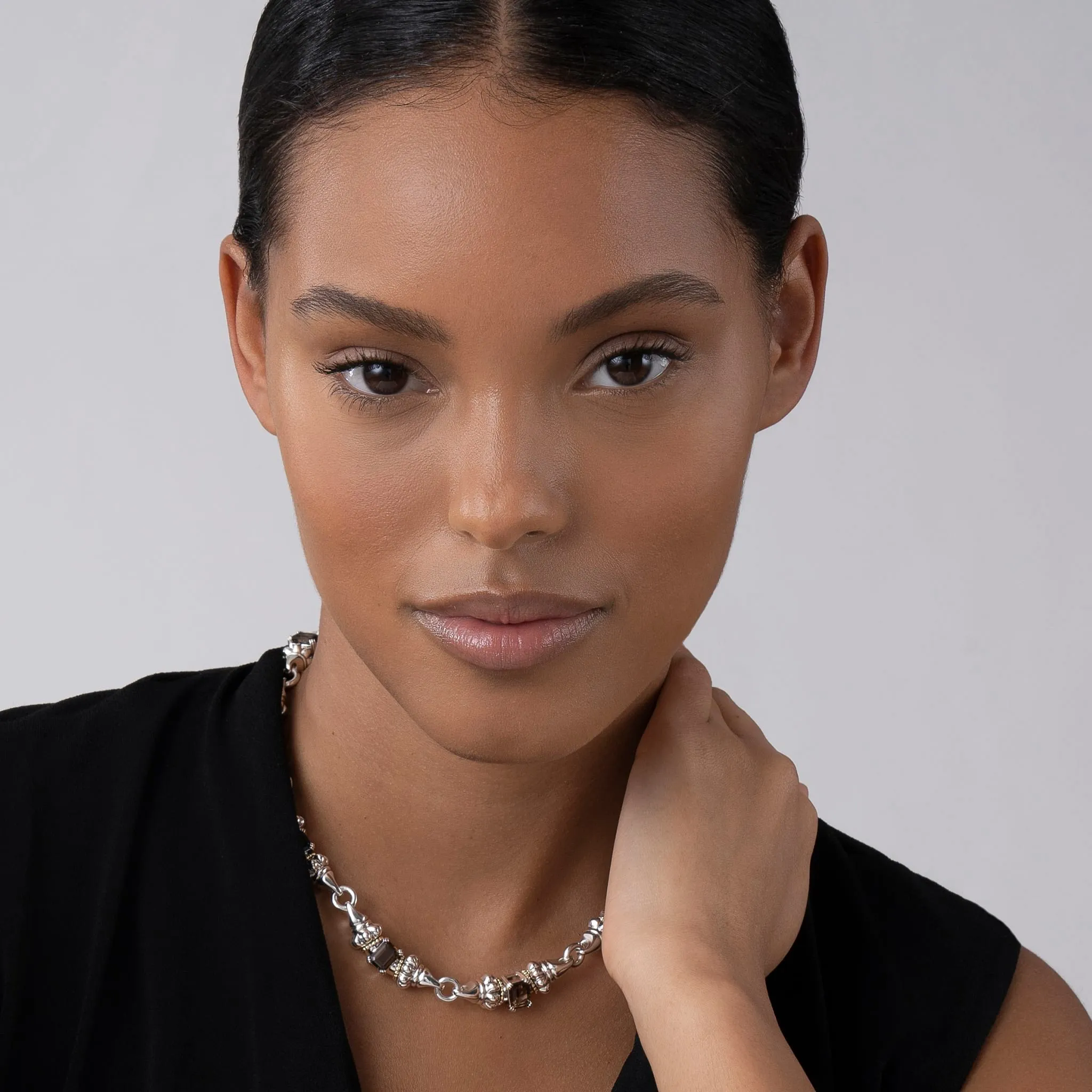 Glacier Smokey Quartz Caviar Necklace sold by LAGOS product image thumbnail 2