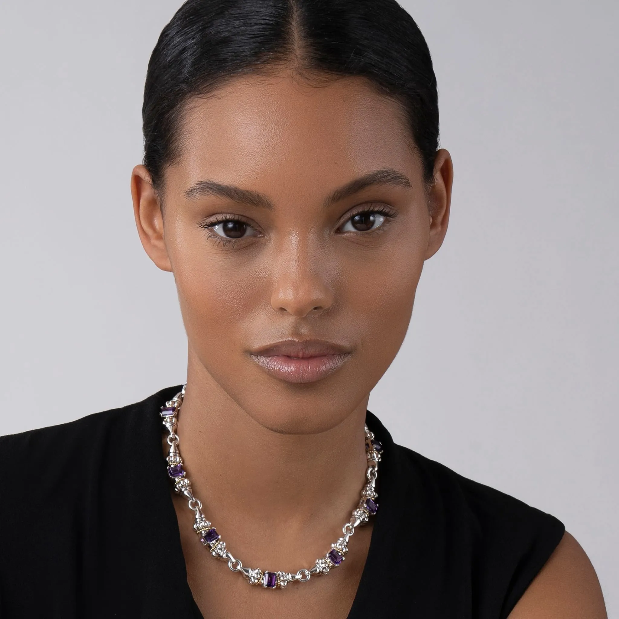 Glacier Amethyst Caviar Beaded Necklace sold by LAGOS product image thumbnail 2