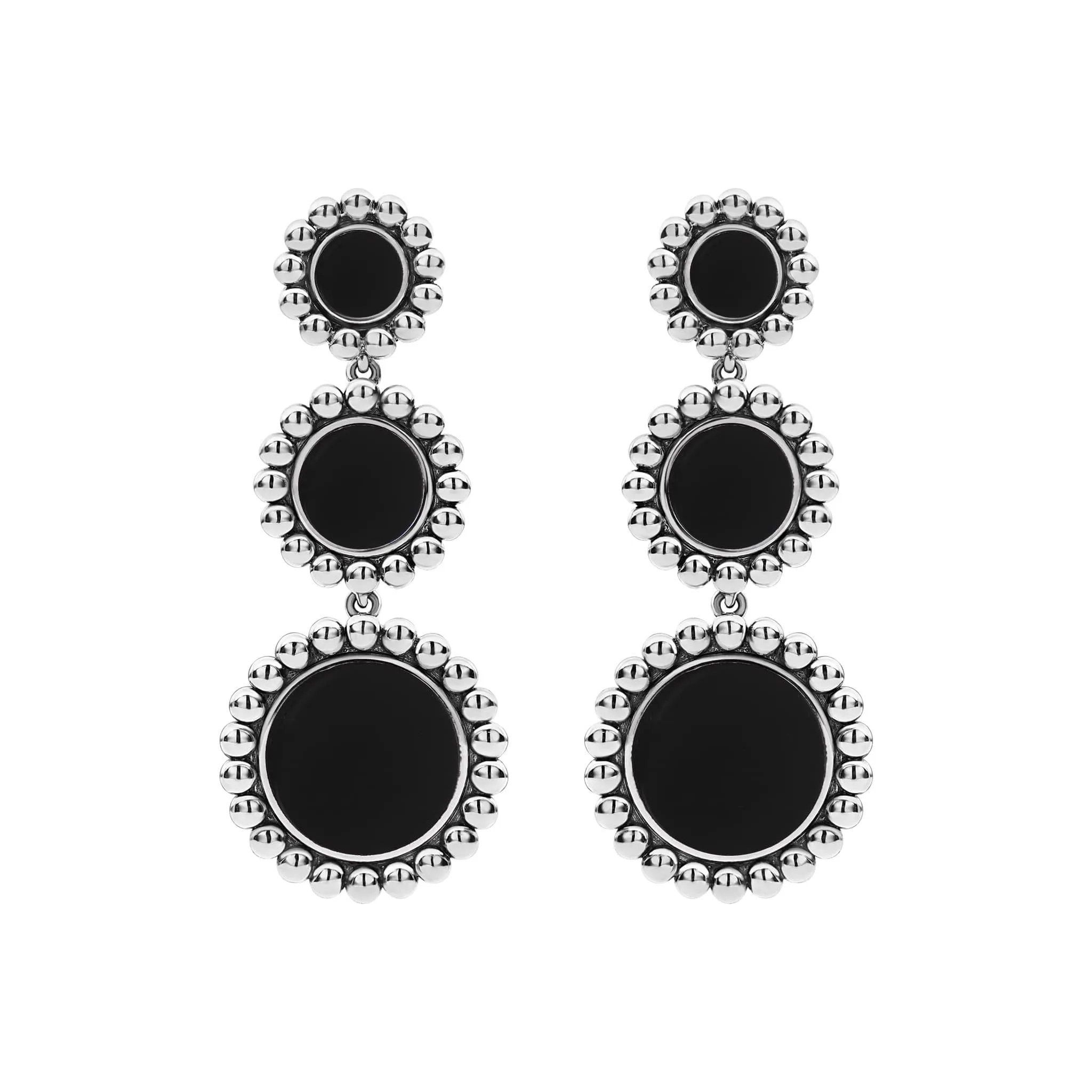 Maya Three Onyx Circle Drop Earrings sold by LAGOS product image thumbnail 3