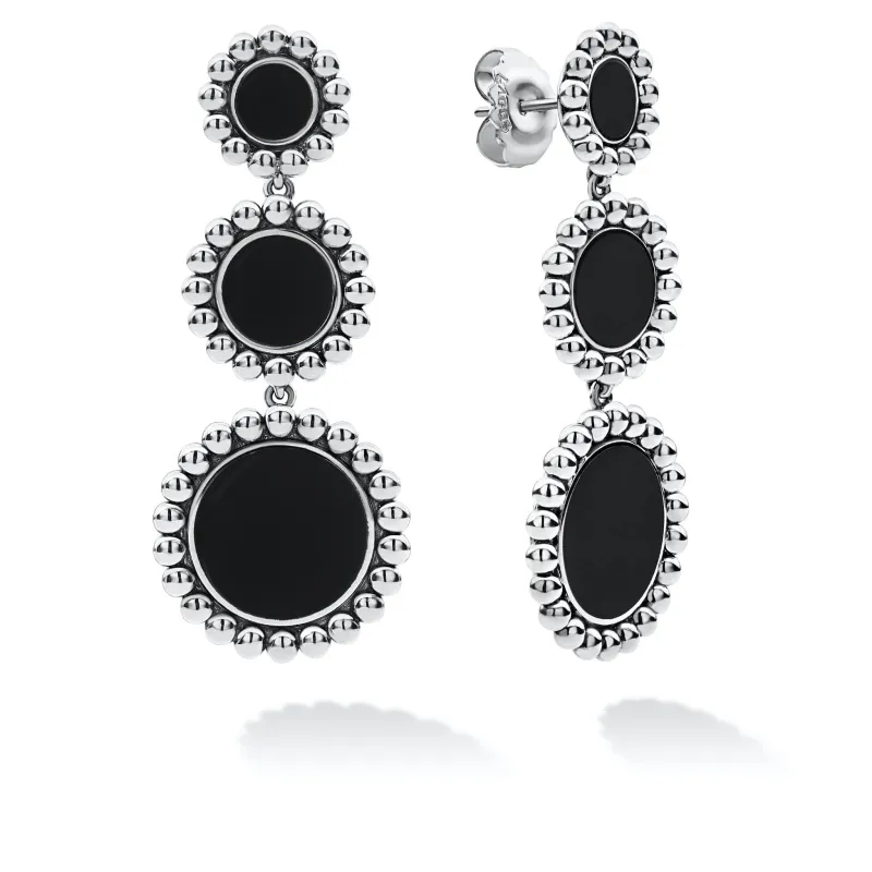 Maya Three Onyx Circle Drop Earrings sold by LAGOS