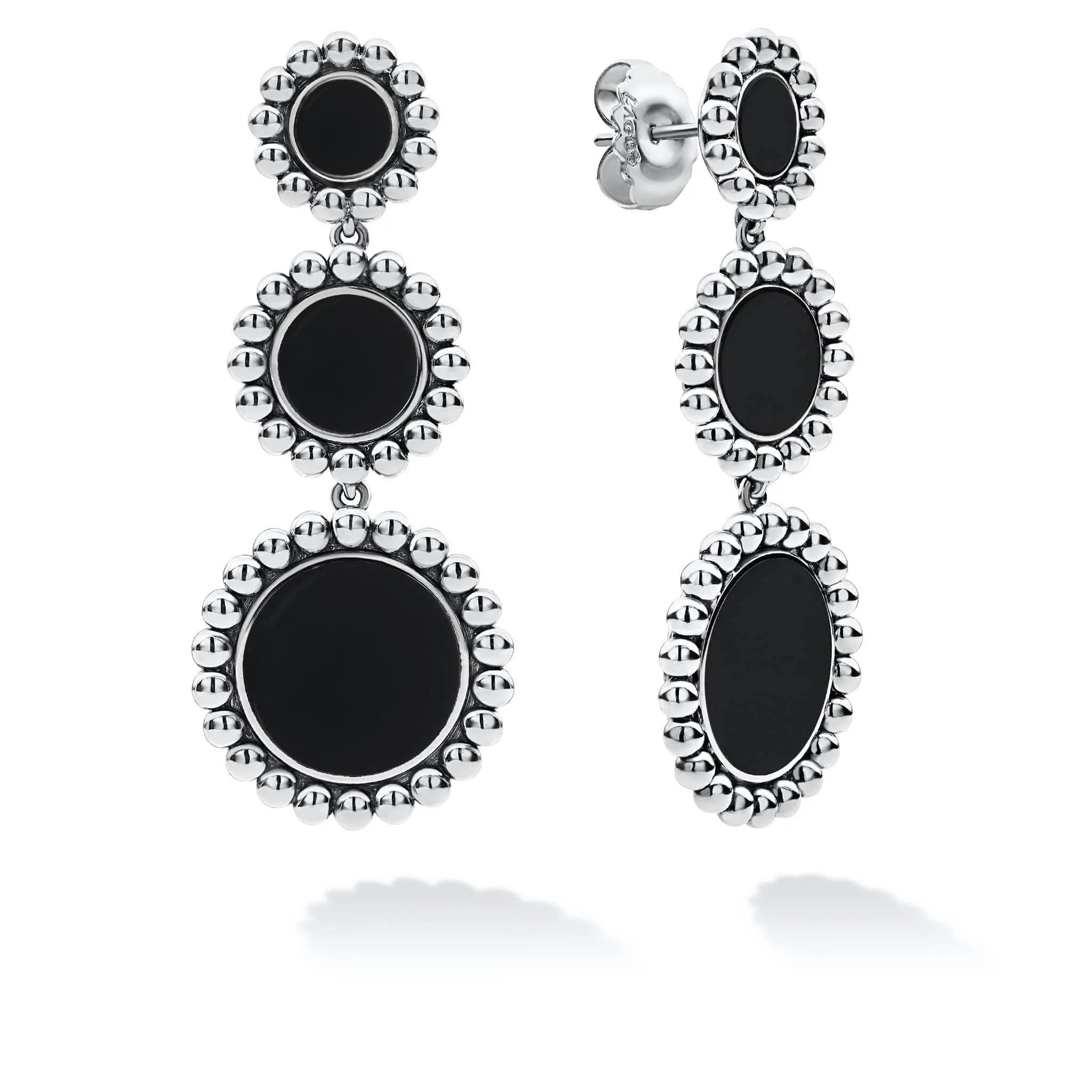 Maya Three Onyx Circle Drop Earrings sold by LAGOS