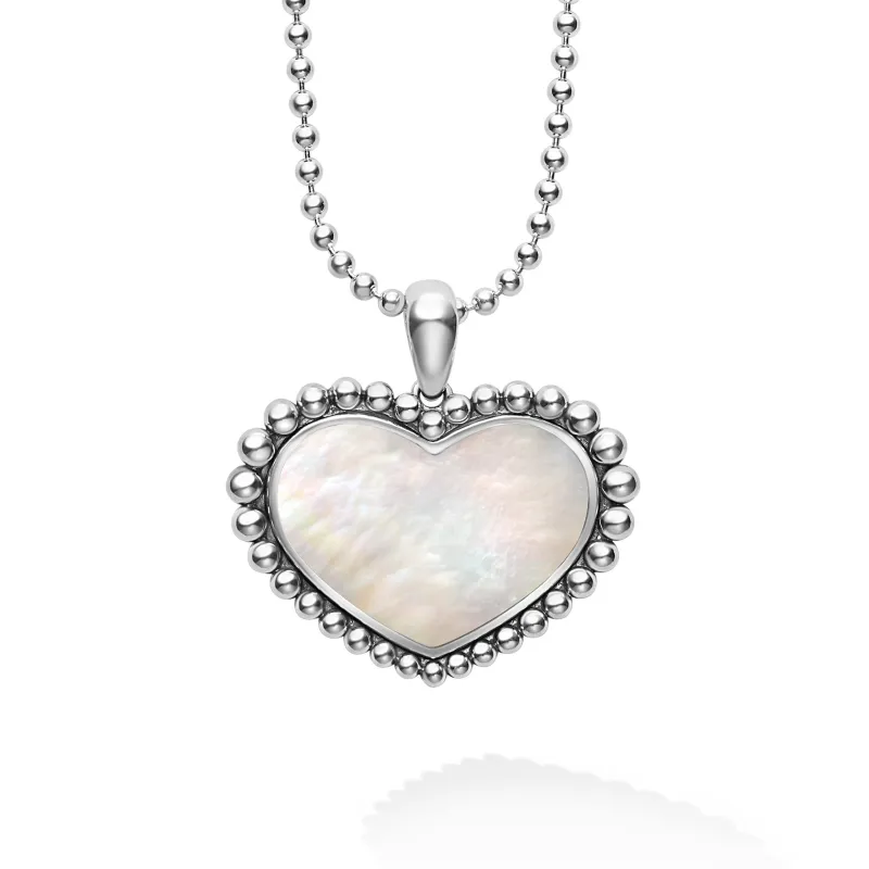 Maya Large Mother of Pearl Heart Pendant Necklace sold by LAGOS