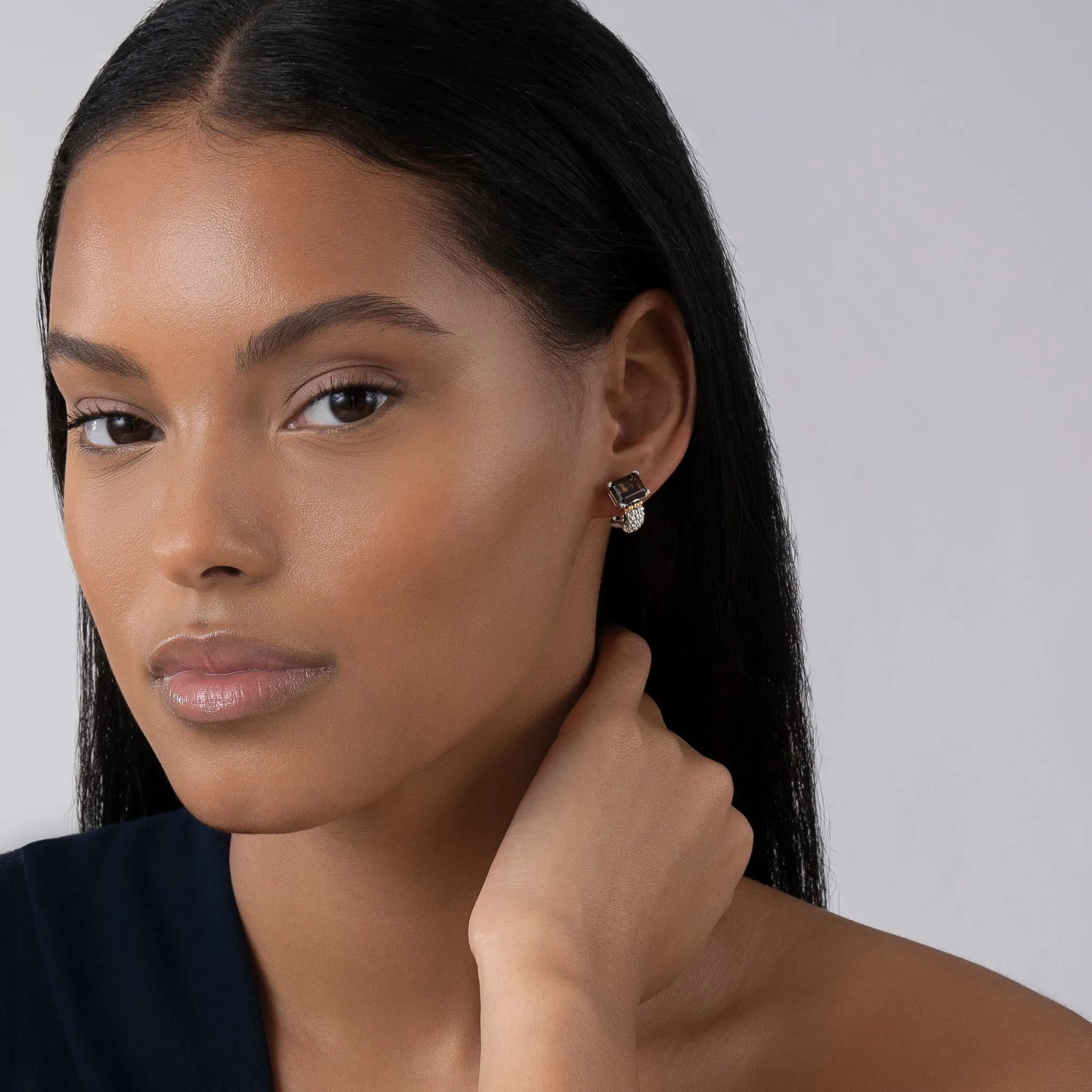 Glacier Smokey Quartz Huggie Earring sold by LAGOS product image thumbnail 2