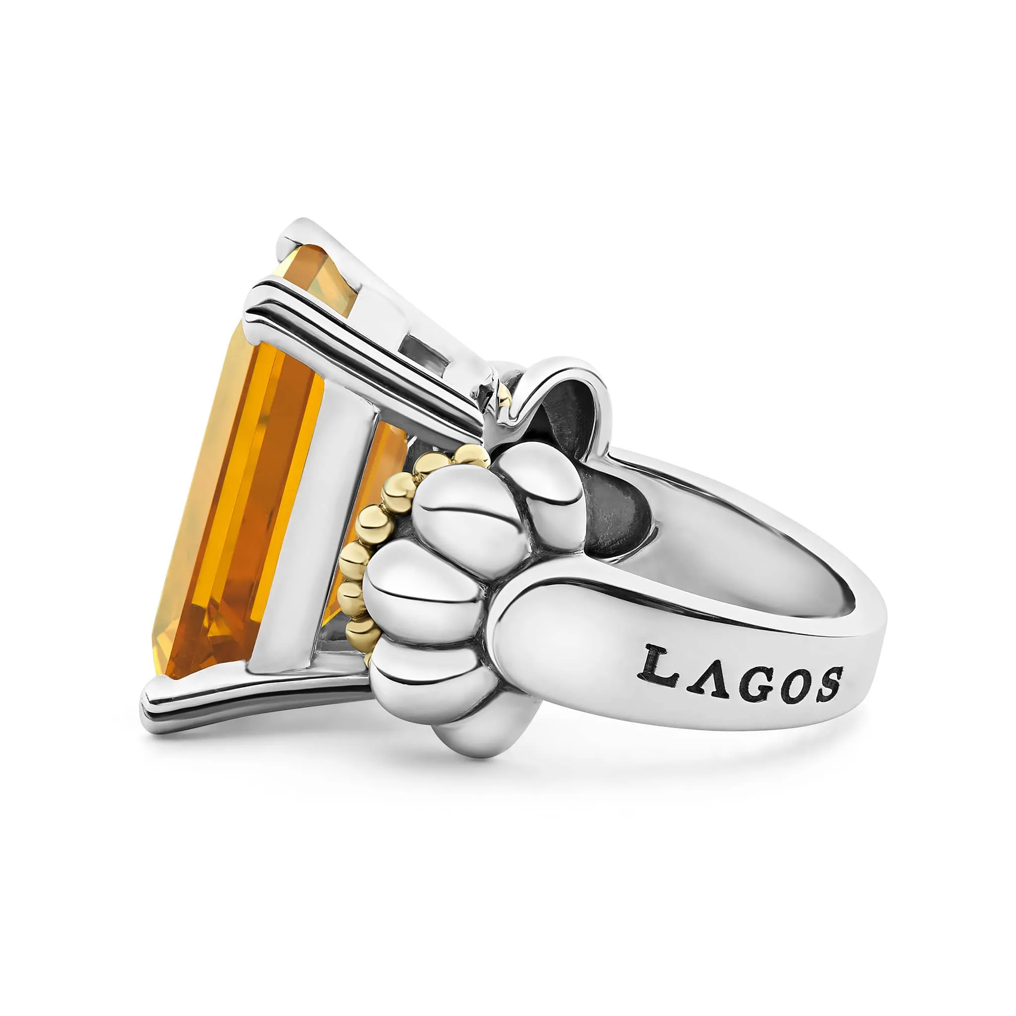 Glacier Extra Large Emerald-Cut Citrine Ring sold by LAGOS product image thumbnail 4