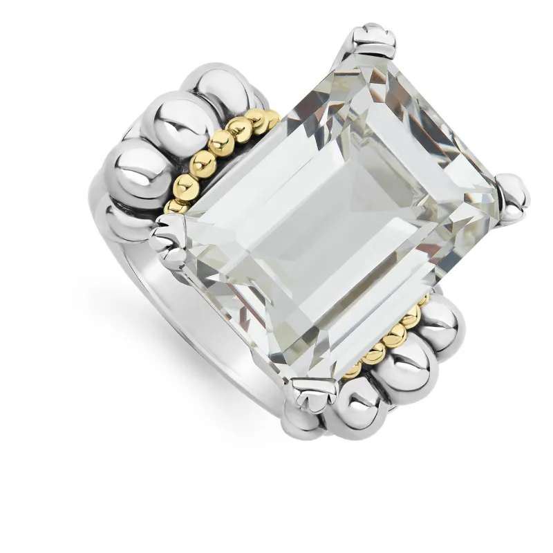 Glacier Extra Large Emerald-Cut White Topaz Ring sold by LAGOS