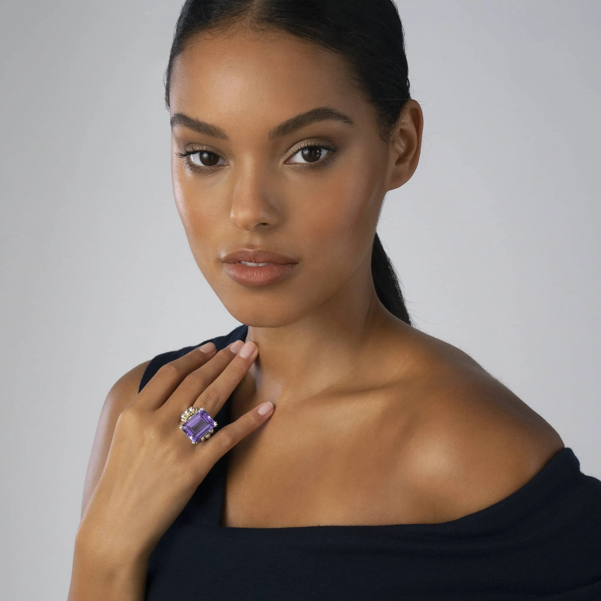 Glacier Extra Large Emerald-Cut Amethyst Ring sold by LAGOS product image thumbnail 2