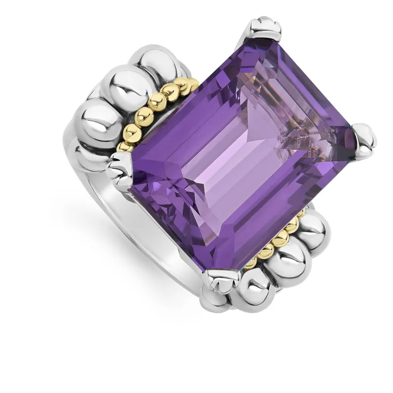 Glacier Extra Large Emerald-Cut Amethyst Ring sold by LAGOS