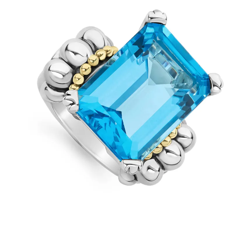Glacier Extra Large Emerald-Cut Swiss Blue Topaz Ring sold by LAGOS