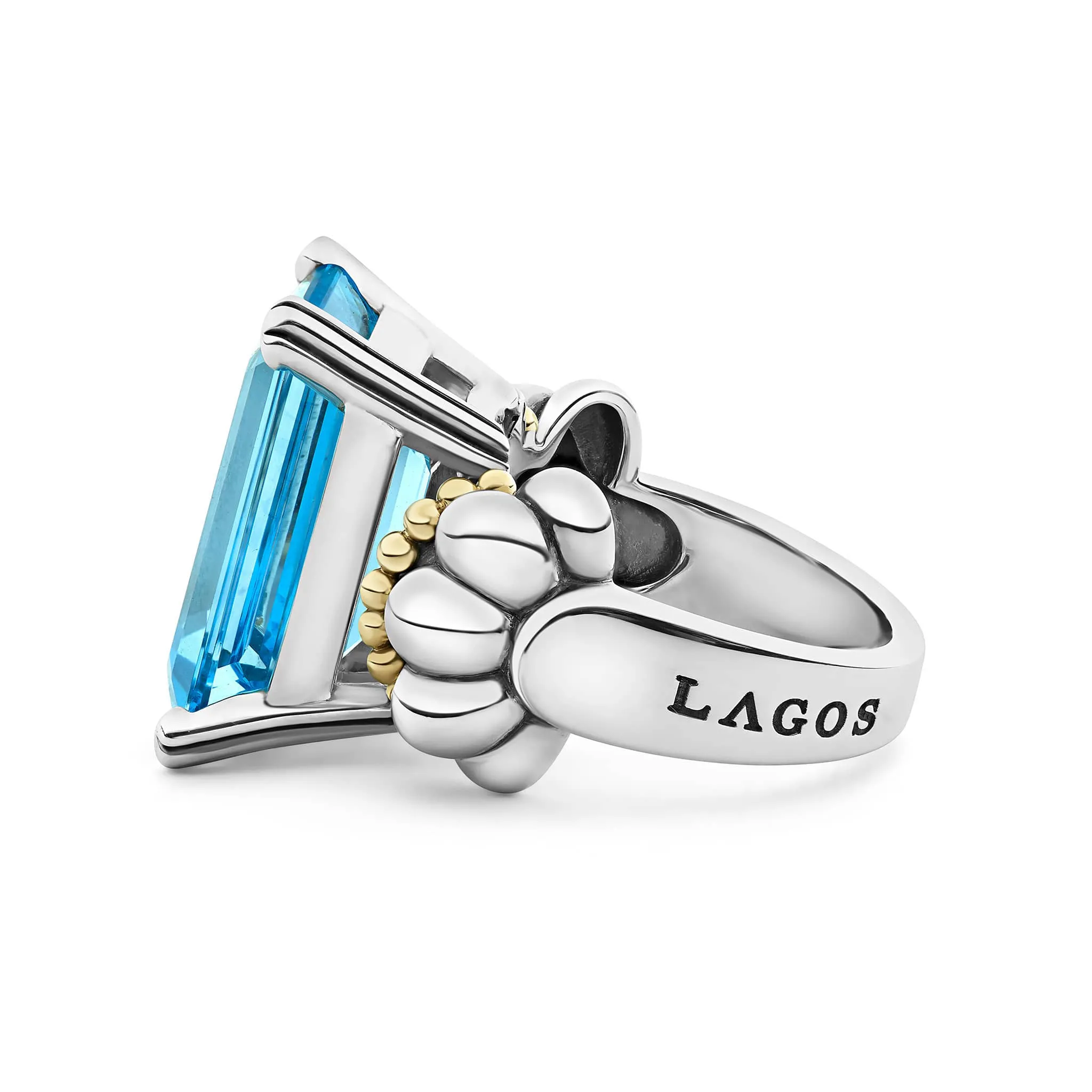 Glacier Extra Large Emerald-Cut Swiss Blue Topaz Ring sold by LAGOS product image thumbnail 4